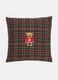 Cuscino quadrato in cotone tartan con Teddy Bear_0