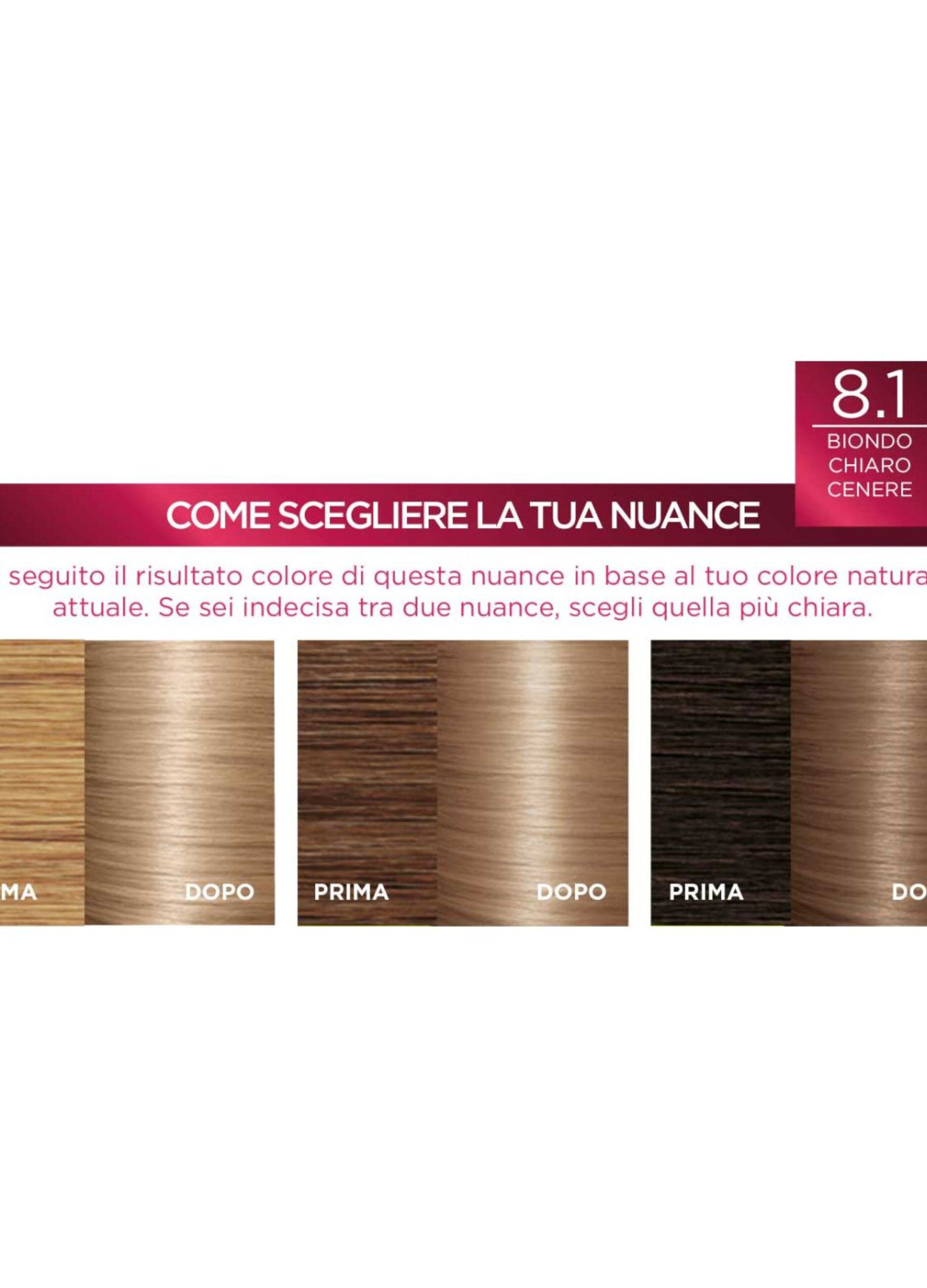 L'Oréal Paris Tinta Capelli Excellence, Copre i capelli bianchi, colore ricco, luminoso e a lunga durata, 8.1 Biondo Chiaro Cenere.