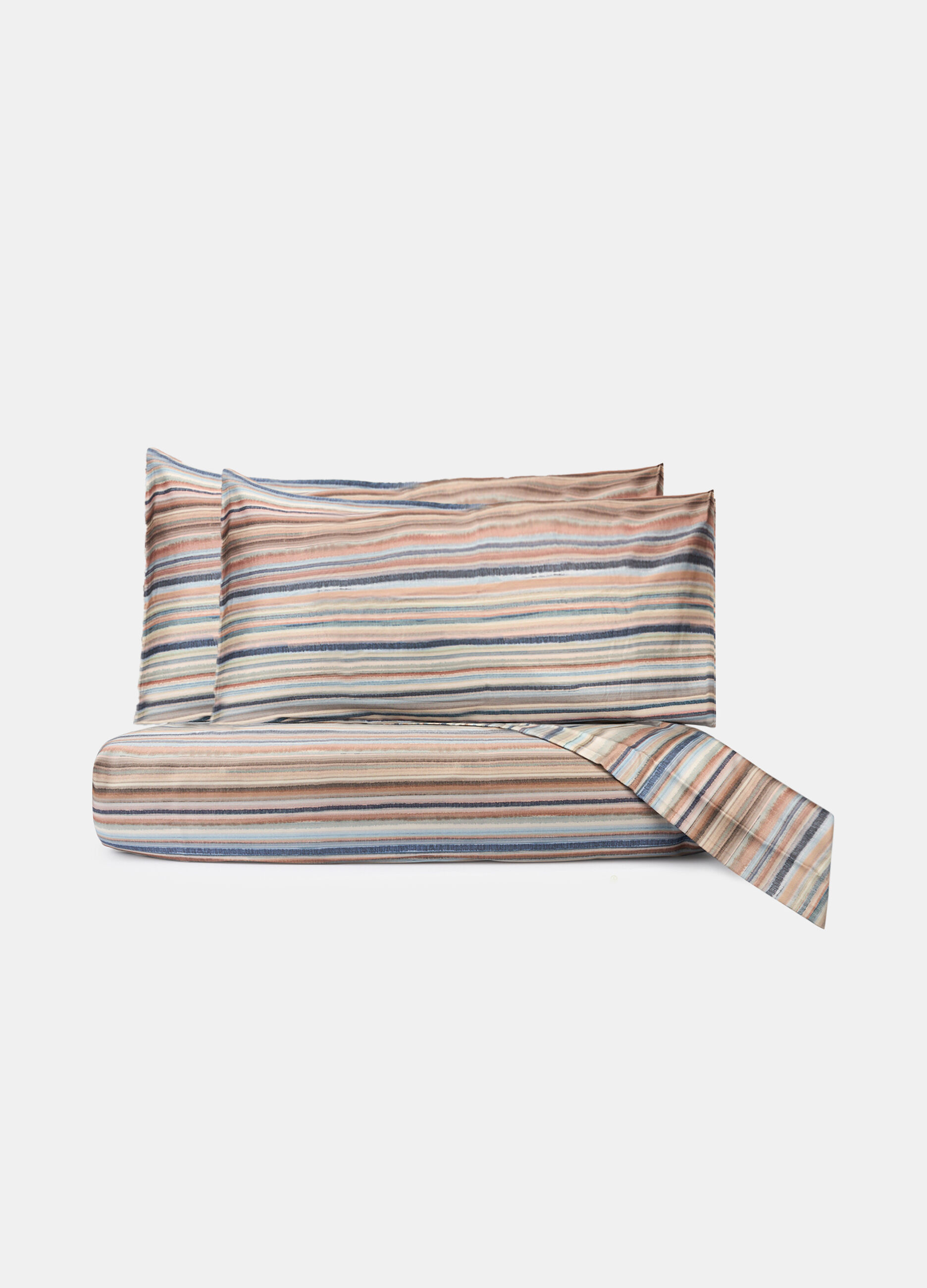 Parure lenzuolo matrimoniale a righe sfumate_0