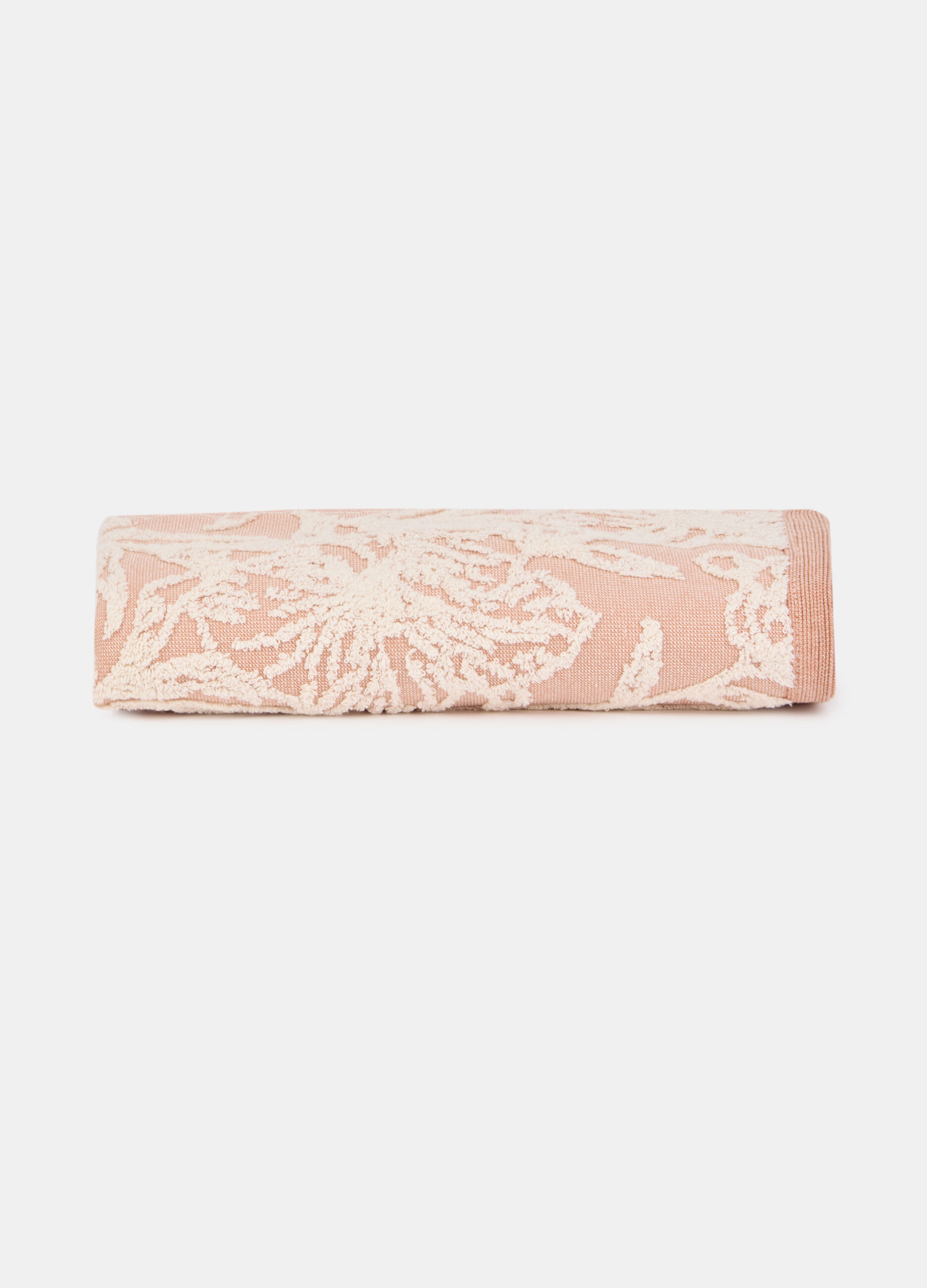 Asciugamano da bagno con motivo a fiori jacquard_0
