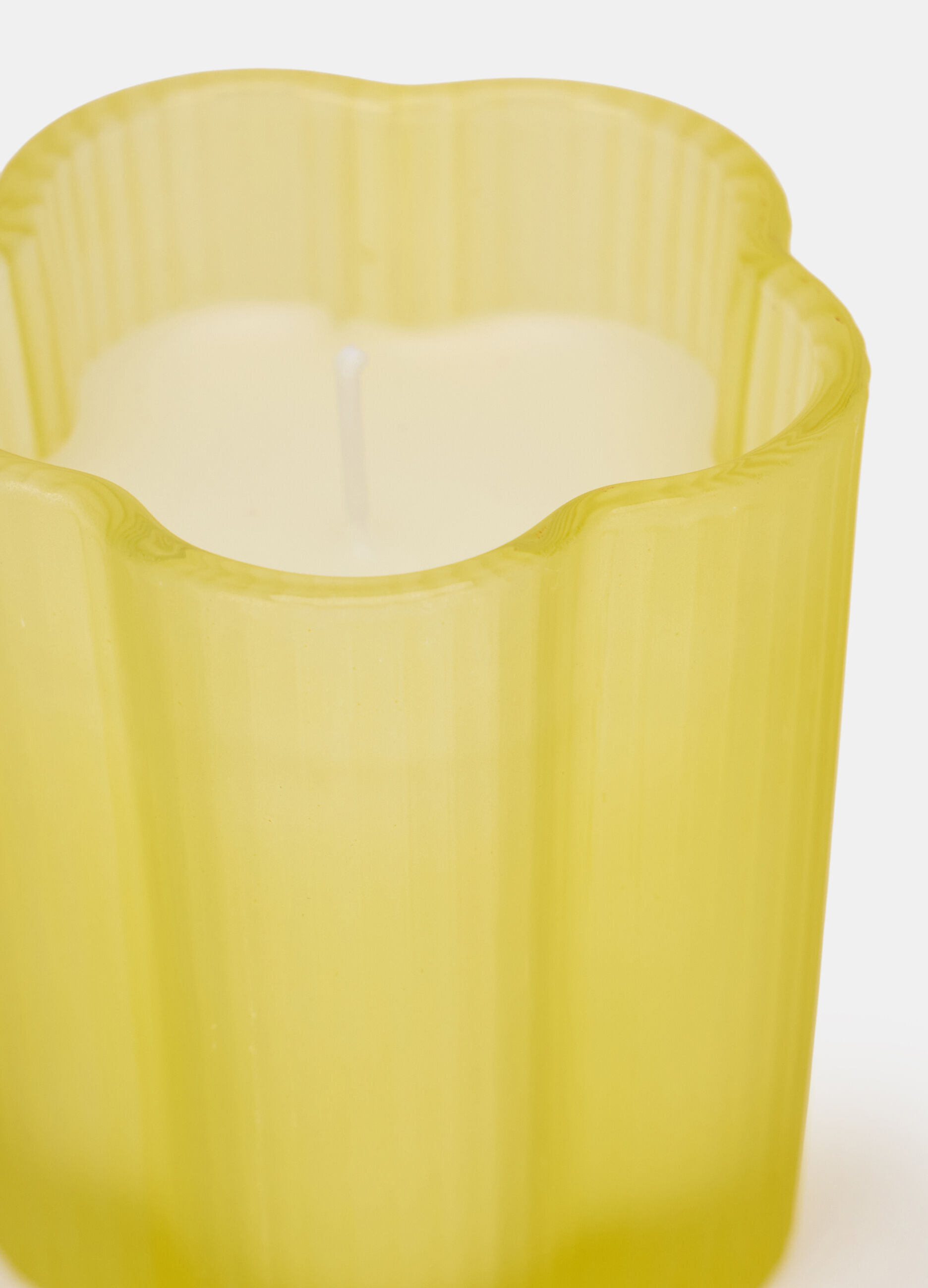 Candela alta con base in vetro a fiore_1