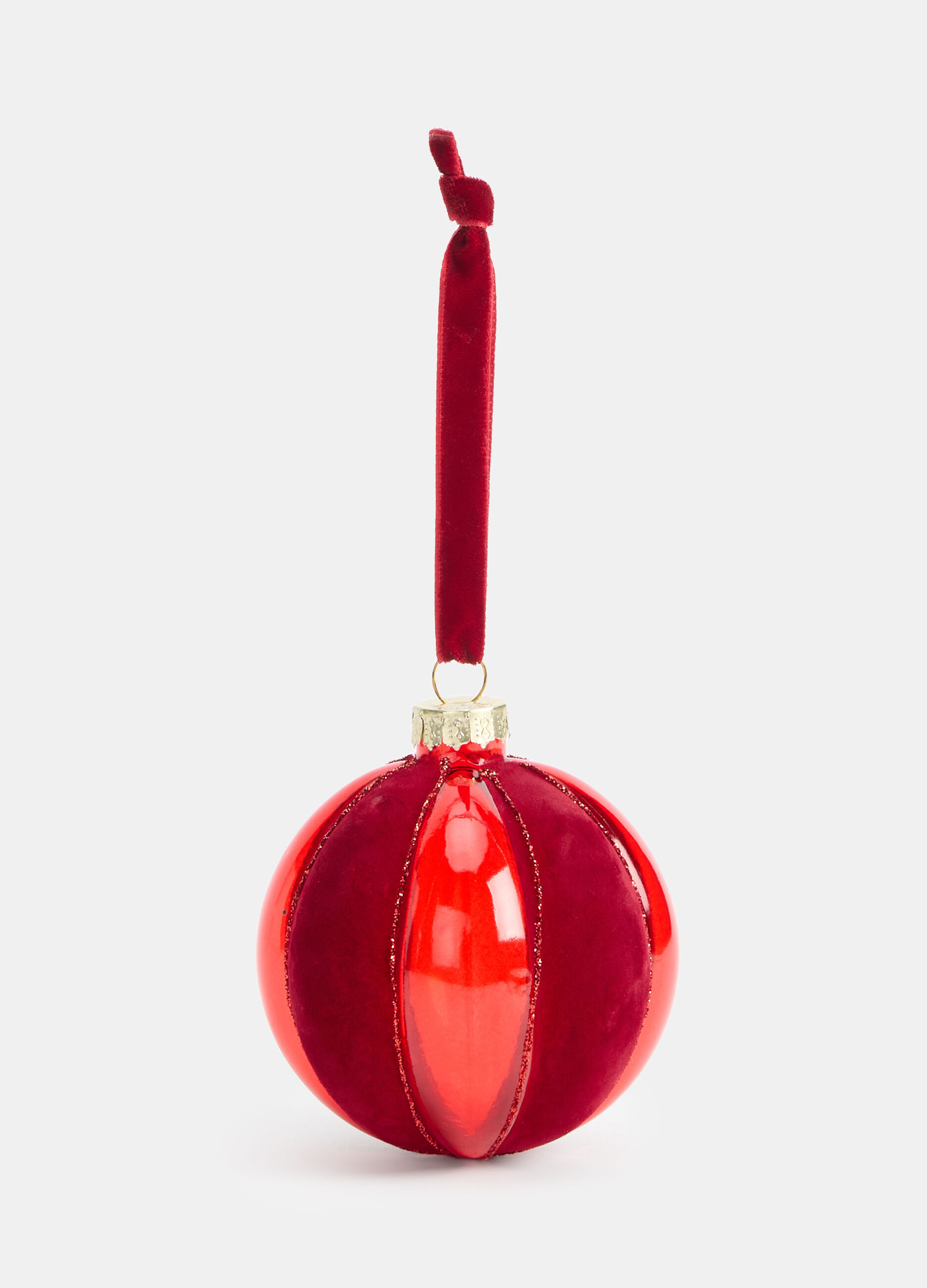 Pallina di Natale in vetro e velluto_0