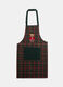 Grembiule corto in cotone tartan con ricamo Teddy Bear_0