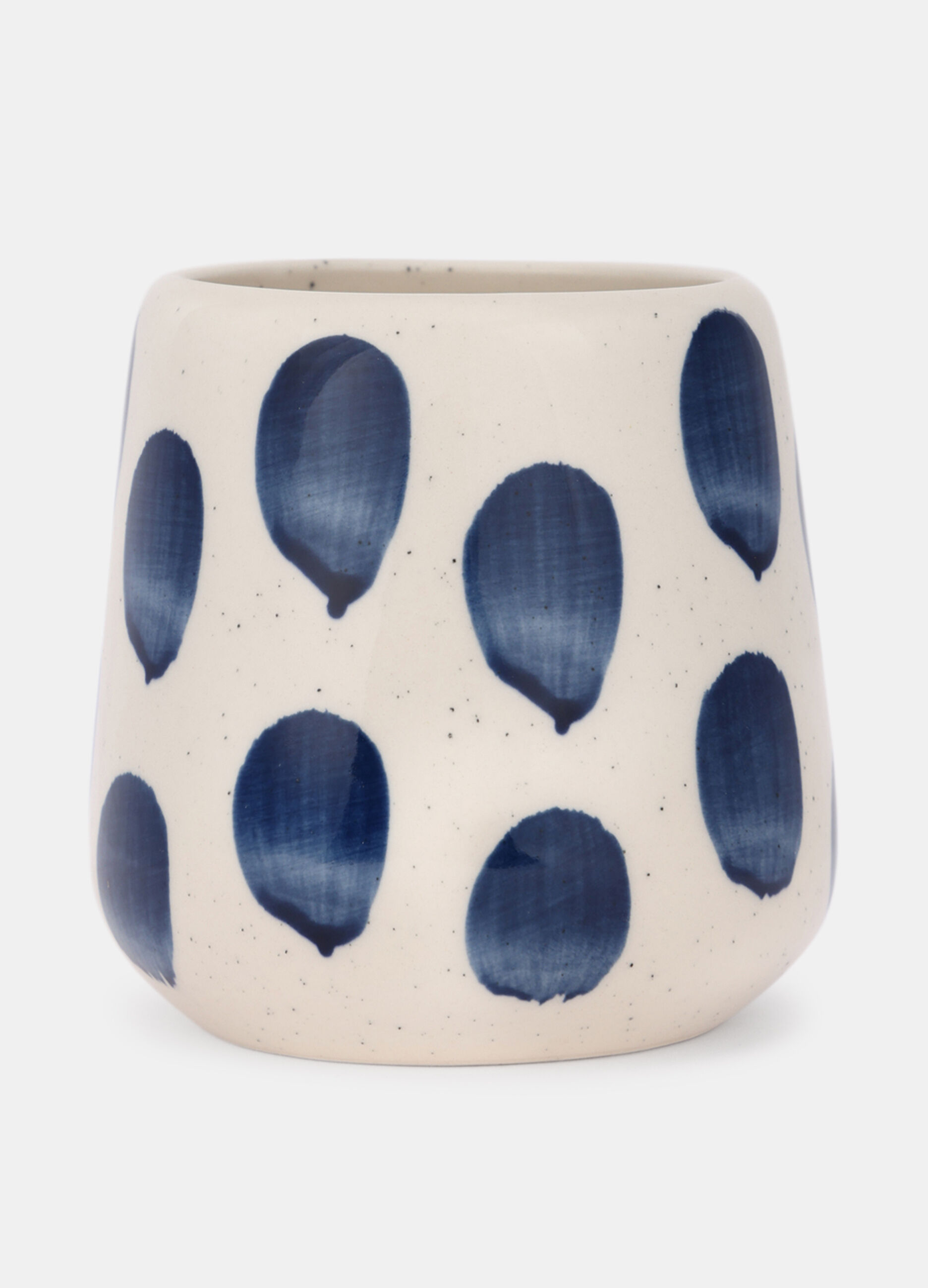 Bicchiere porta spazzolini in ceramica a pois_0