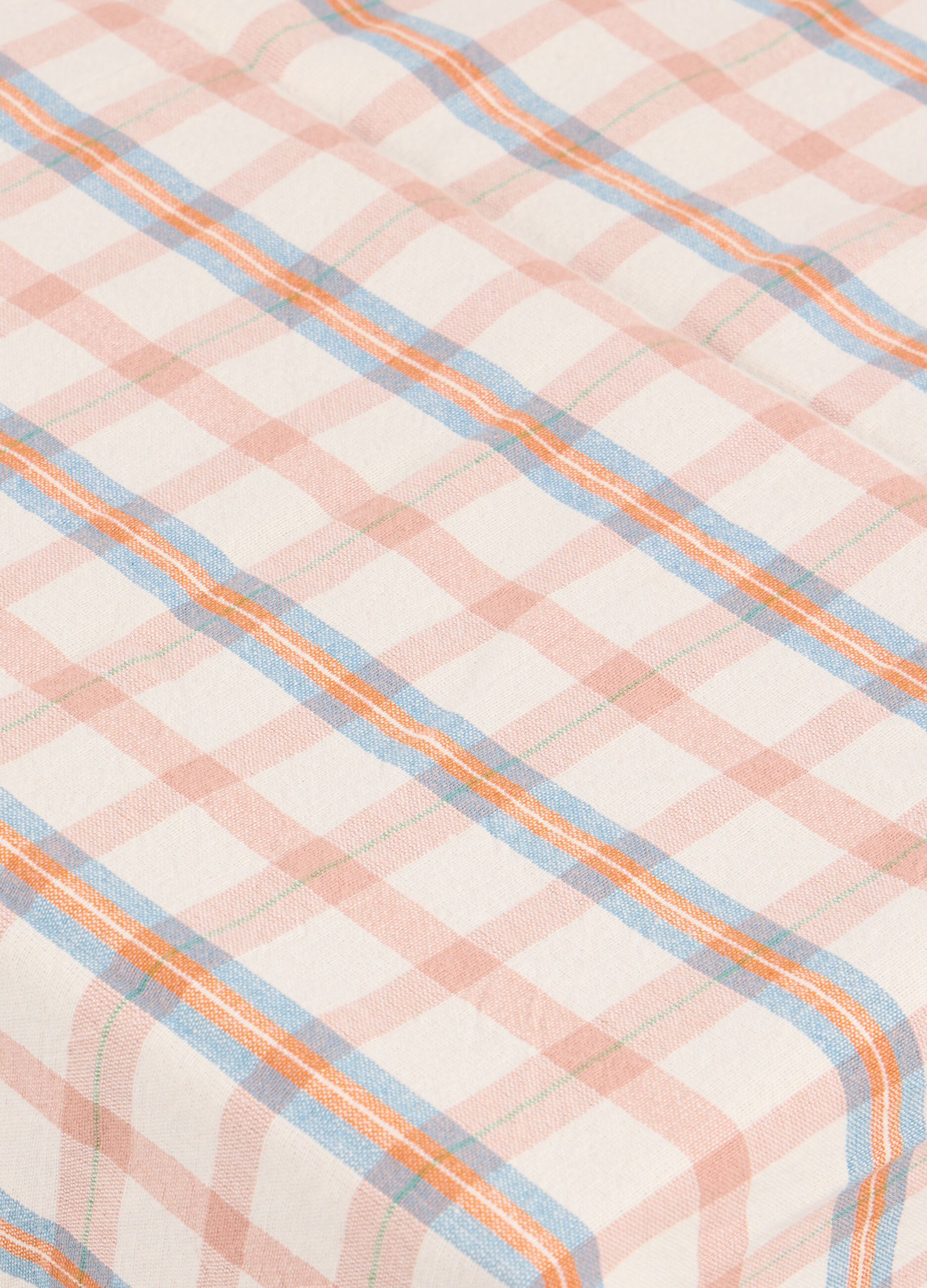 Tovaglia 6 post in cotone lavato a quadri_1