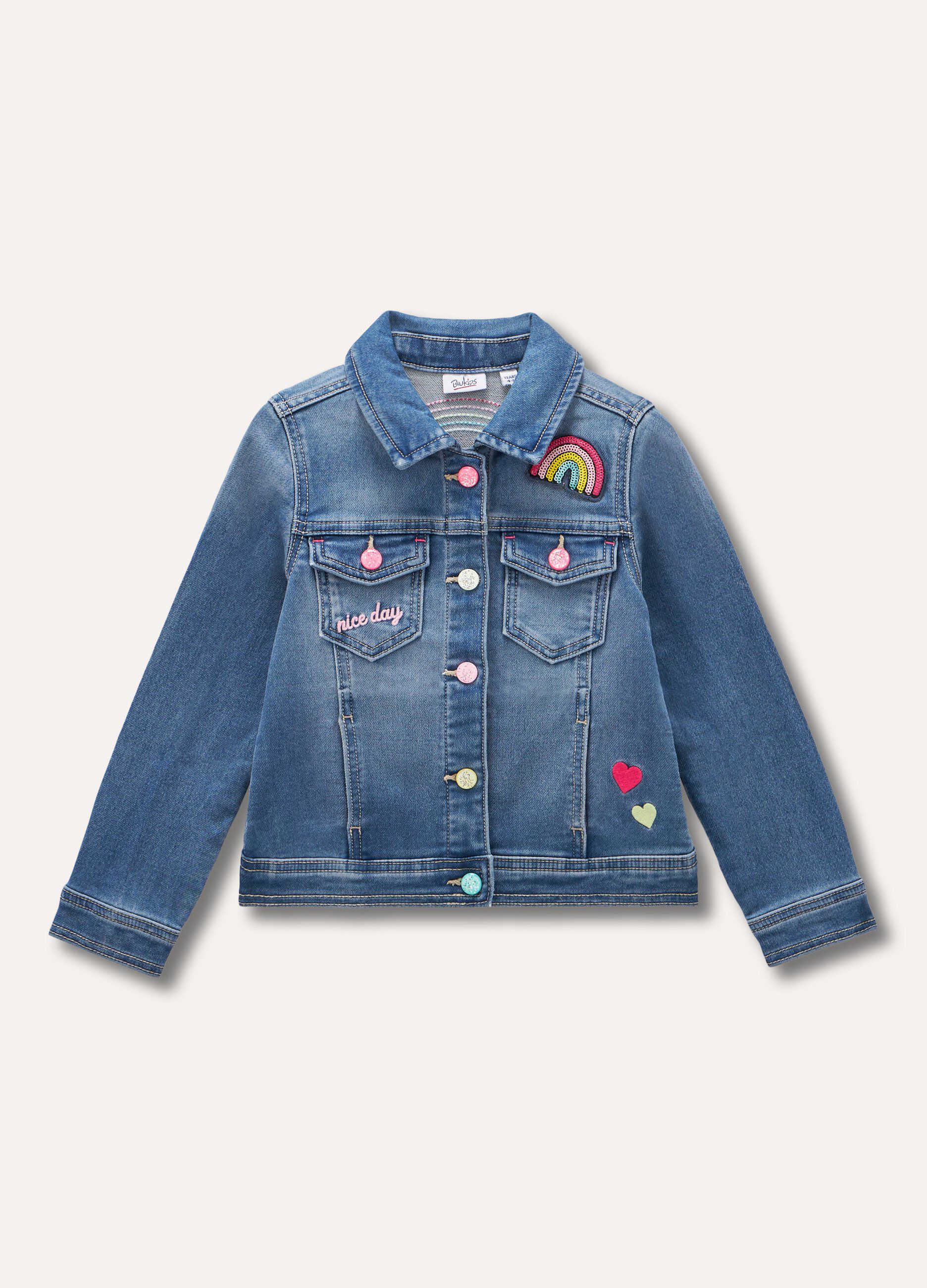 Set Vestiti Bambini Con Ricamo Maglietta Jeans, Perfetto Per