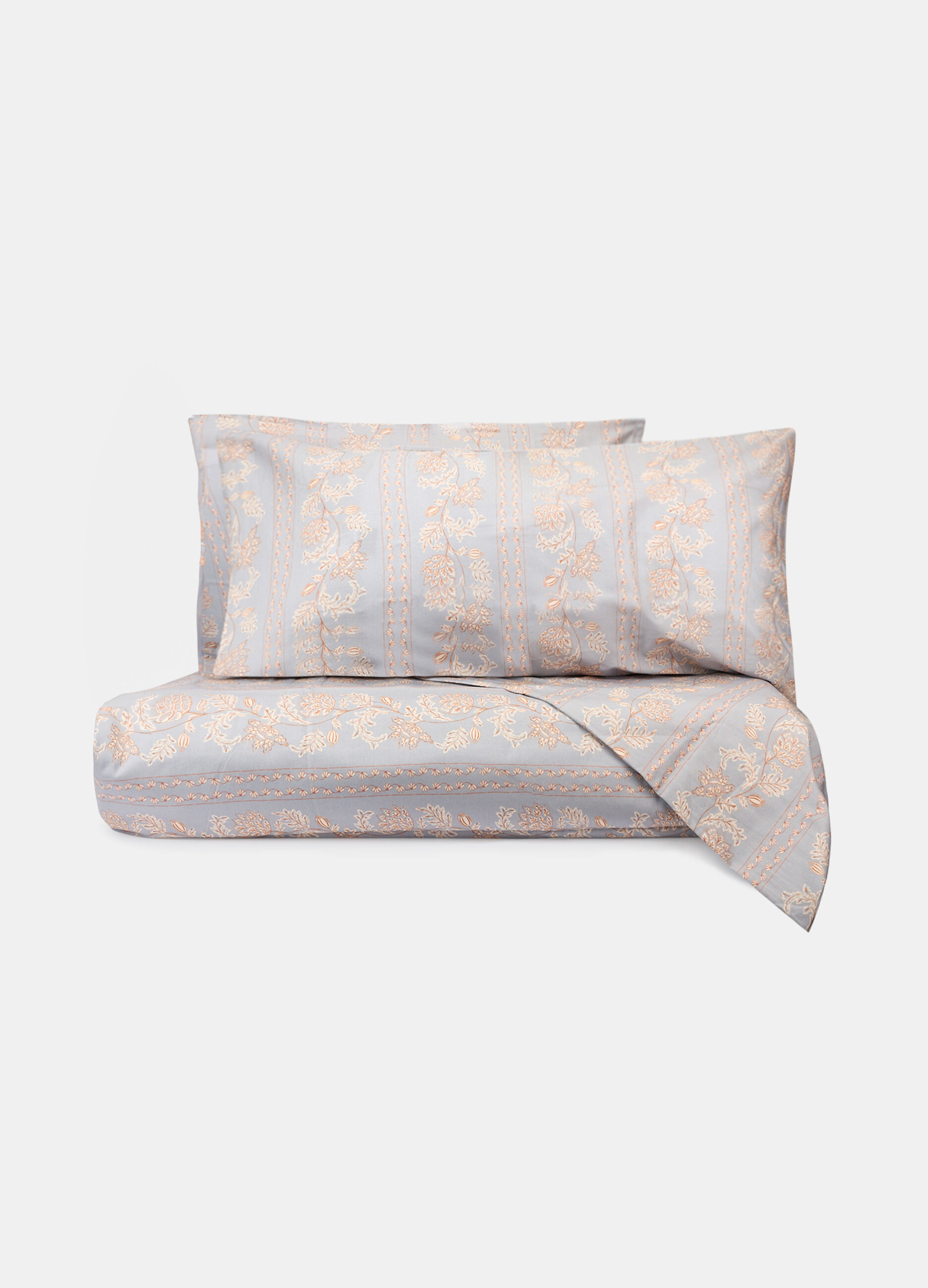 Parure copripiumino a una piazza e mezzo in percalle a fiori_0