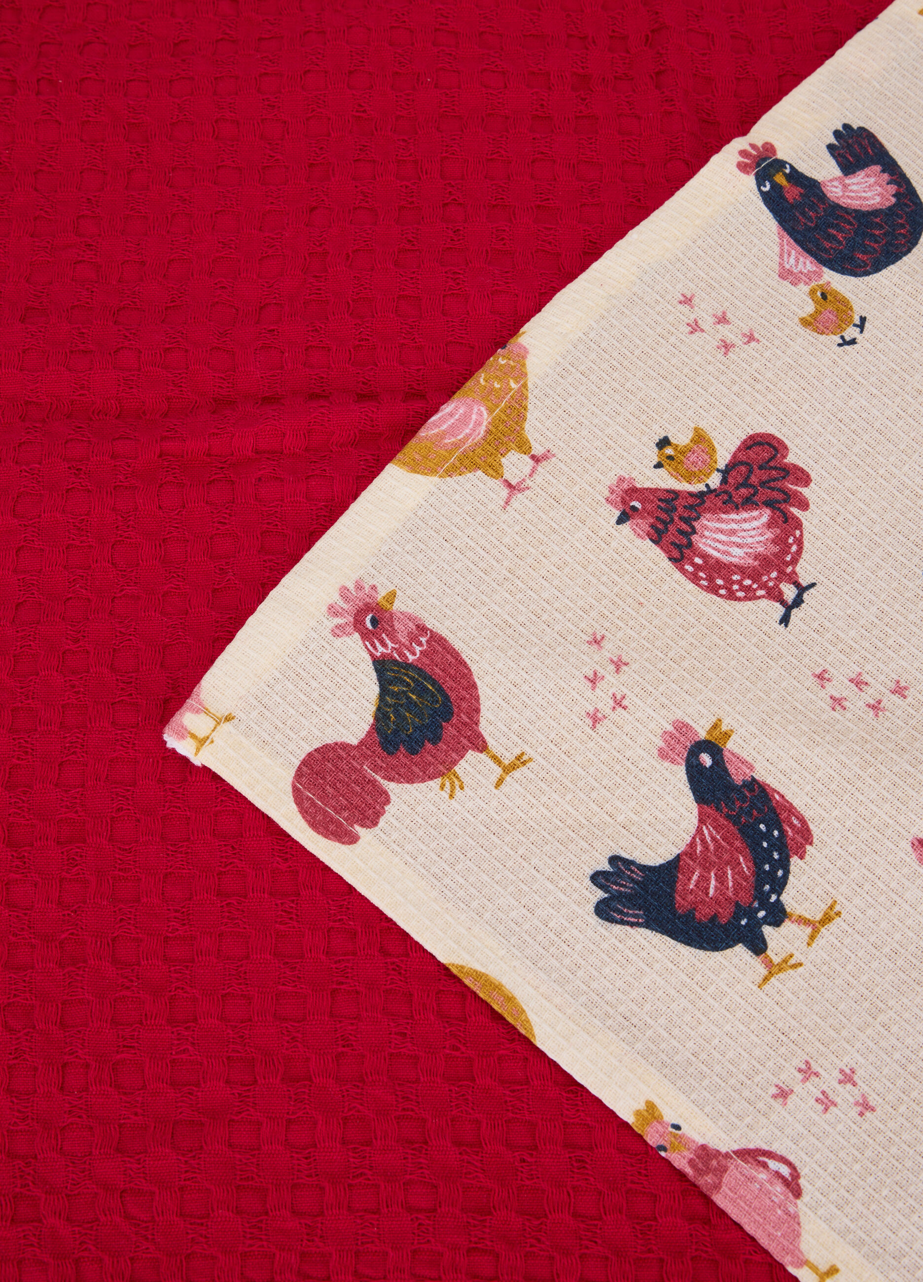 2 pack strofinacci in cotone con stampa galline_1