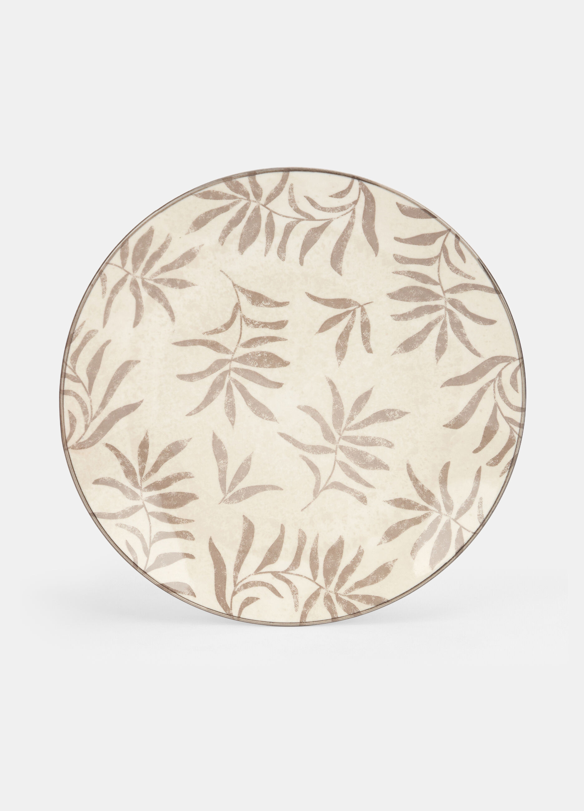 Piatto da dessert in ceramica con foglie_0