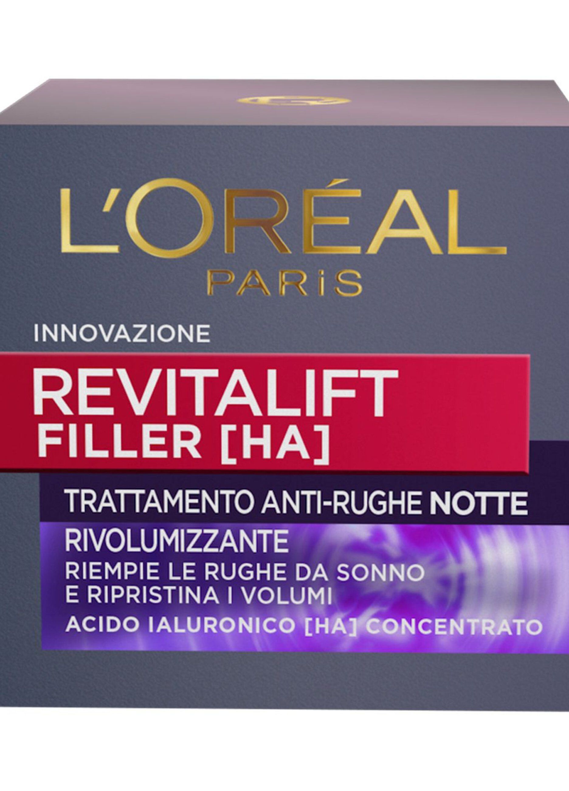 L'Oréal Paris Crema Viso Notte Revitalift Filler, Azione Antirughe Rivolumizzante con Acido Ialuronico Concentrato, 50 ml._0