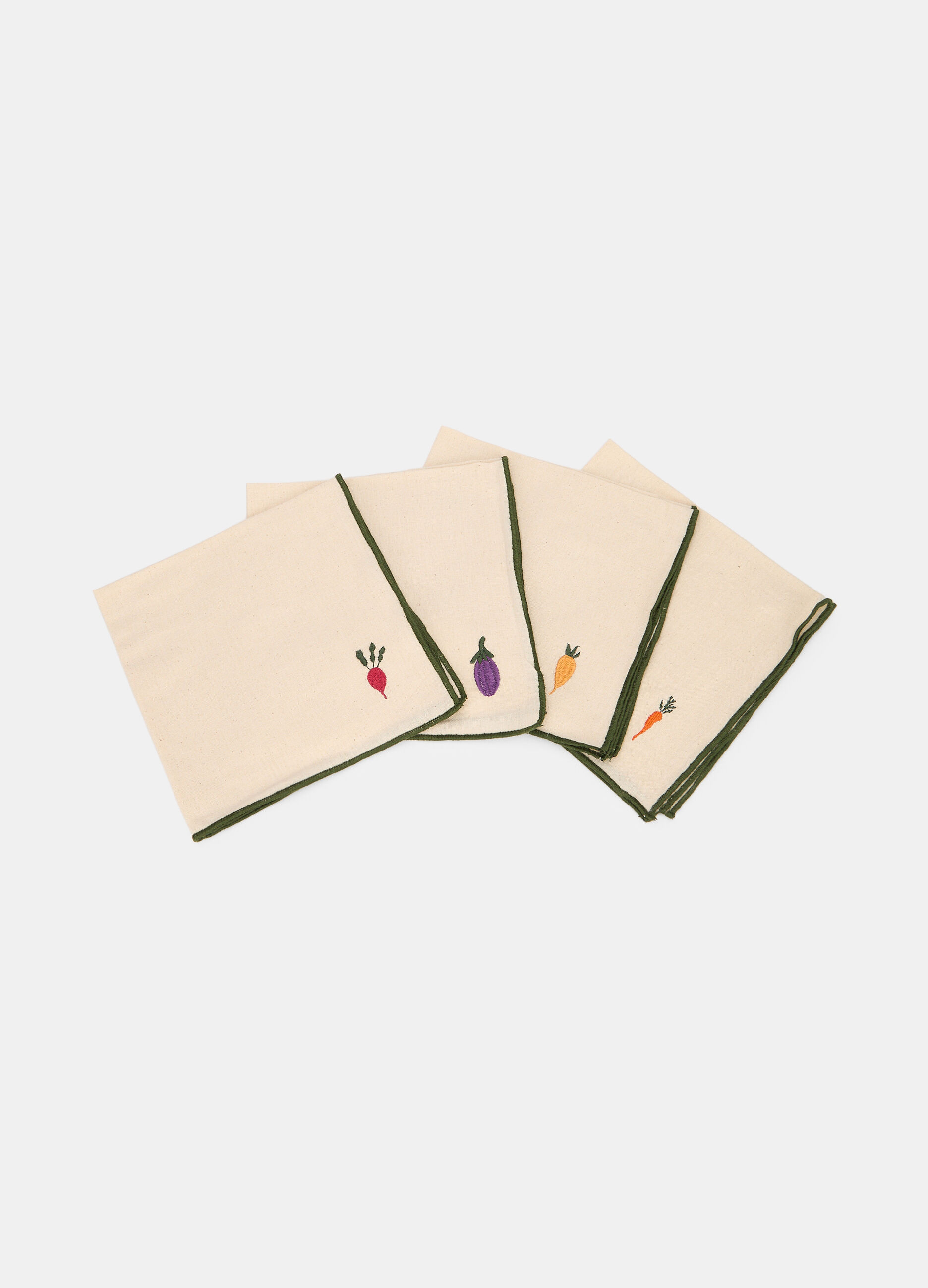 4 pack tovaglioli in cotone con ricamo