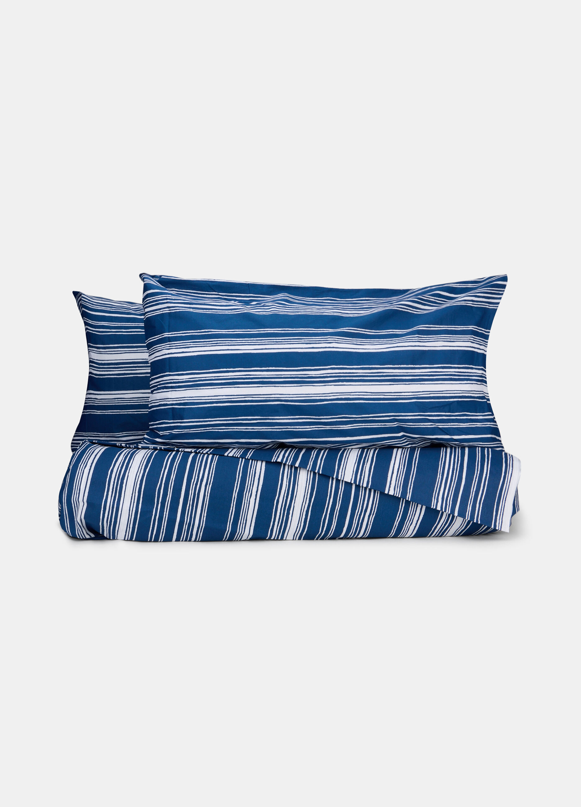 Parure copripiumino letto matrimoniale con fantasia a righe blu_0