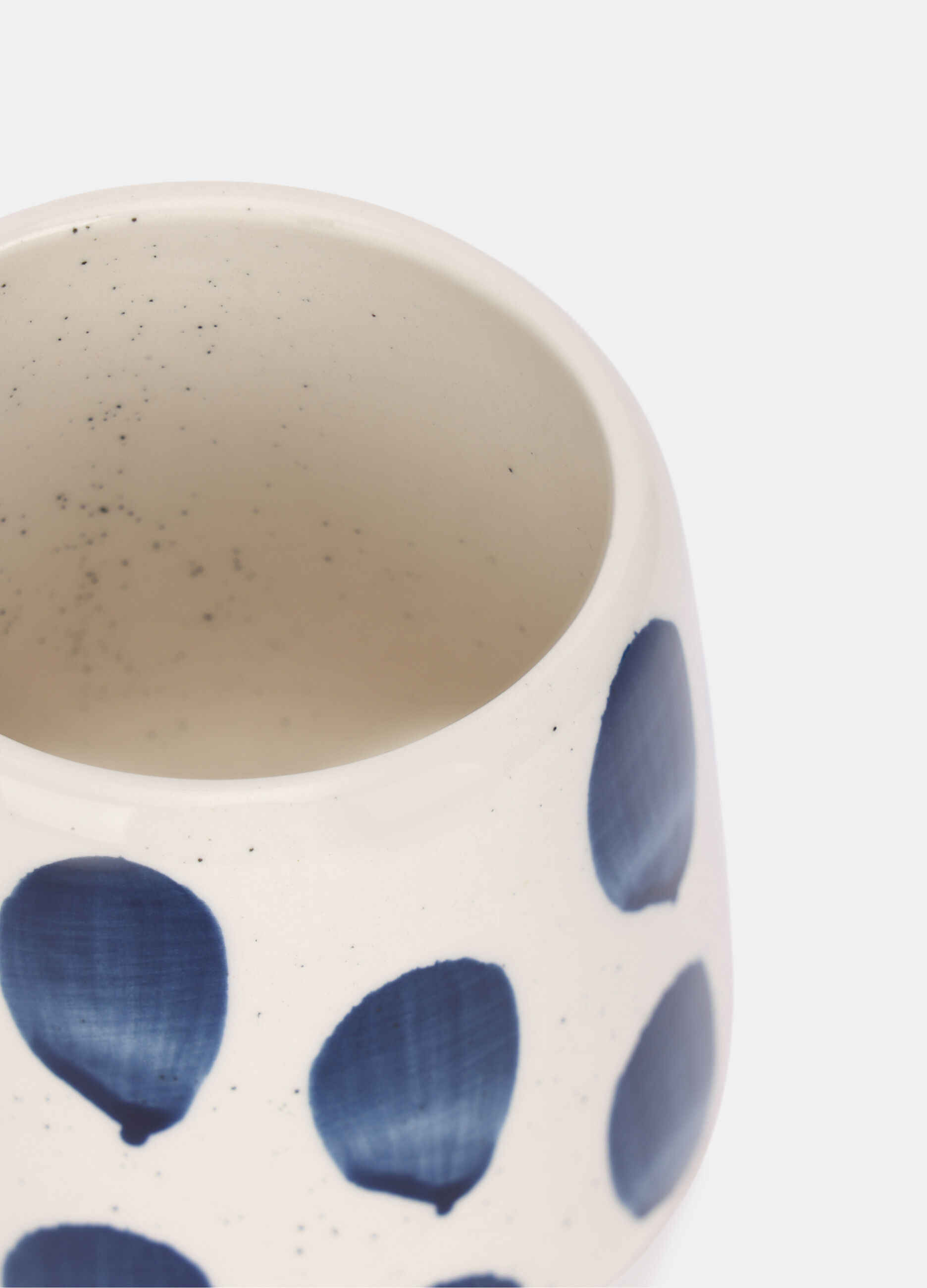 Bicchiere porta spazzolini in ceramica a pois_1
