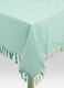 Tovaglia quadrata in cotone turchese con frange_0