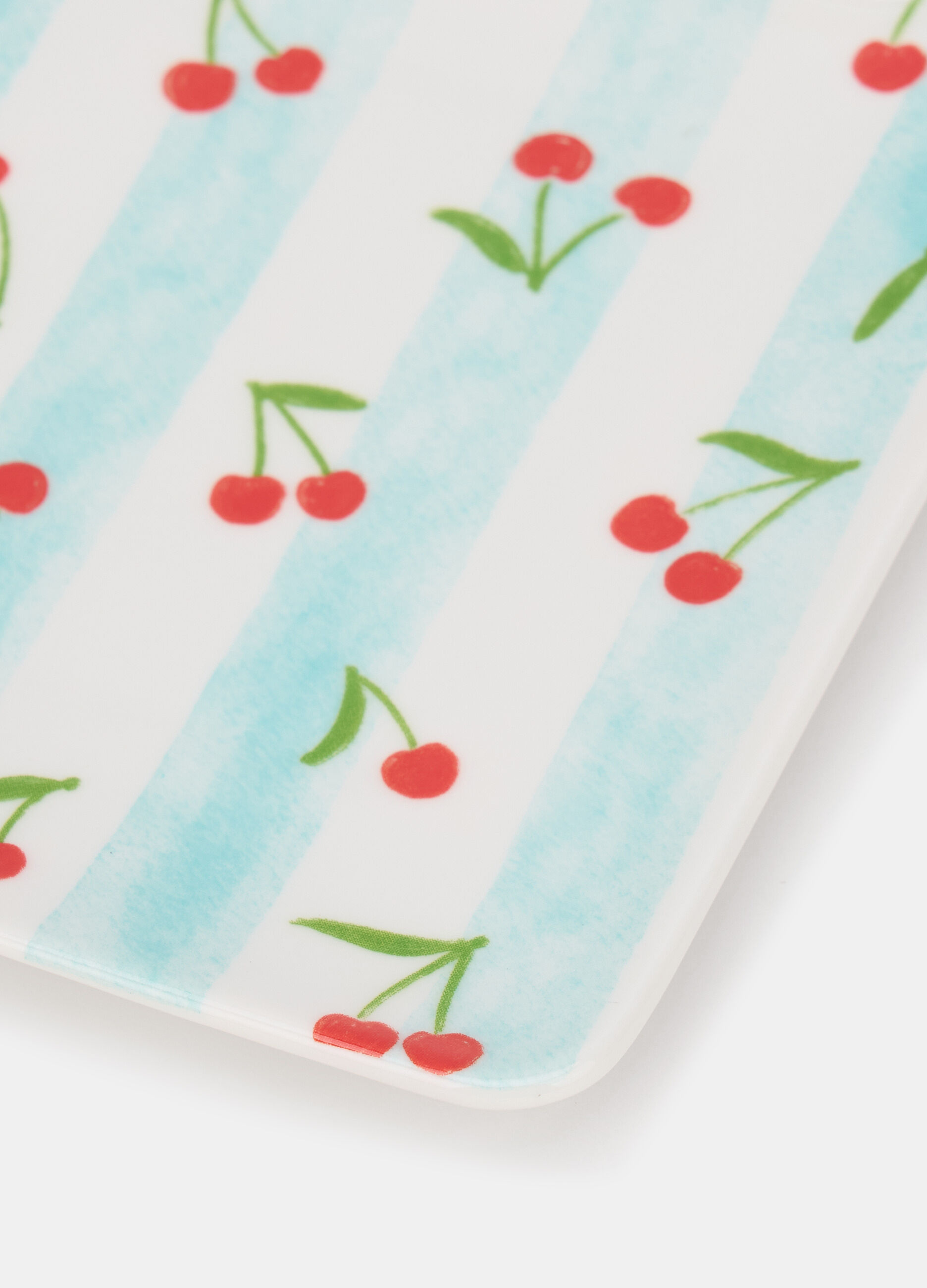 Vassoietto a righe con ciliegie in ceramica_1