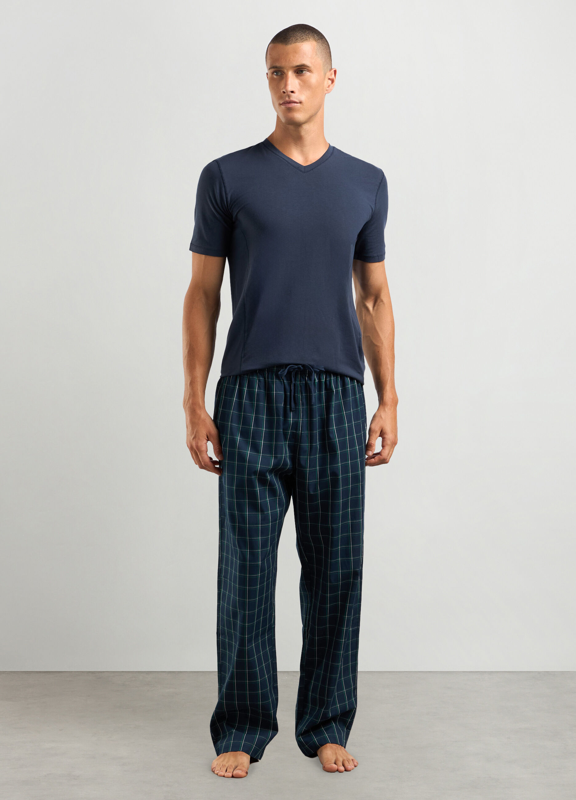 Pantaloni pigiama lunghi in puro cotone uomo
