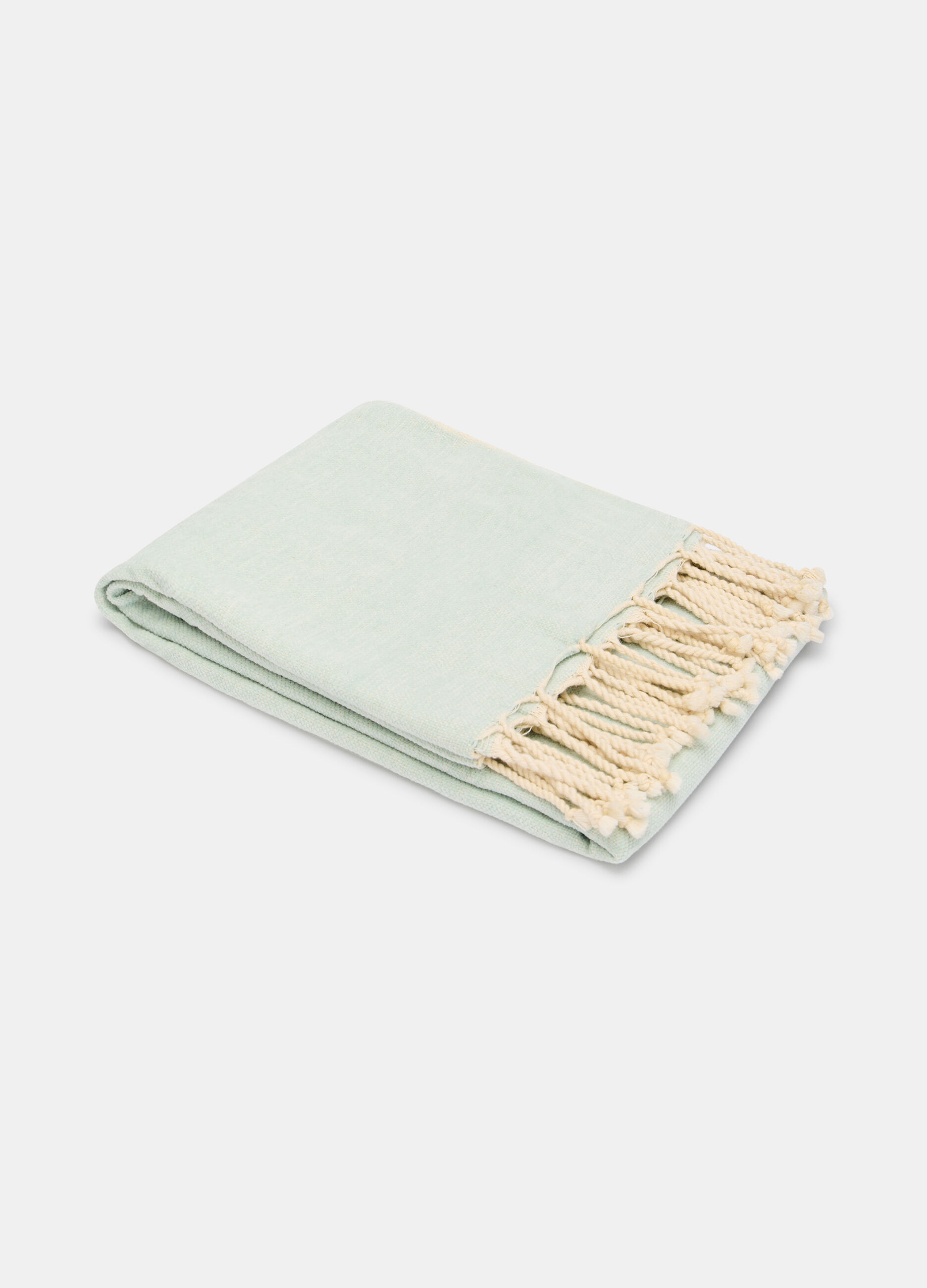 Coperta mélange con frange_0