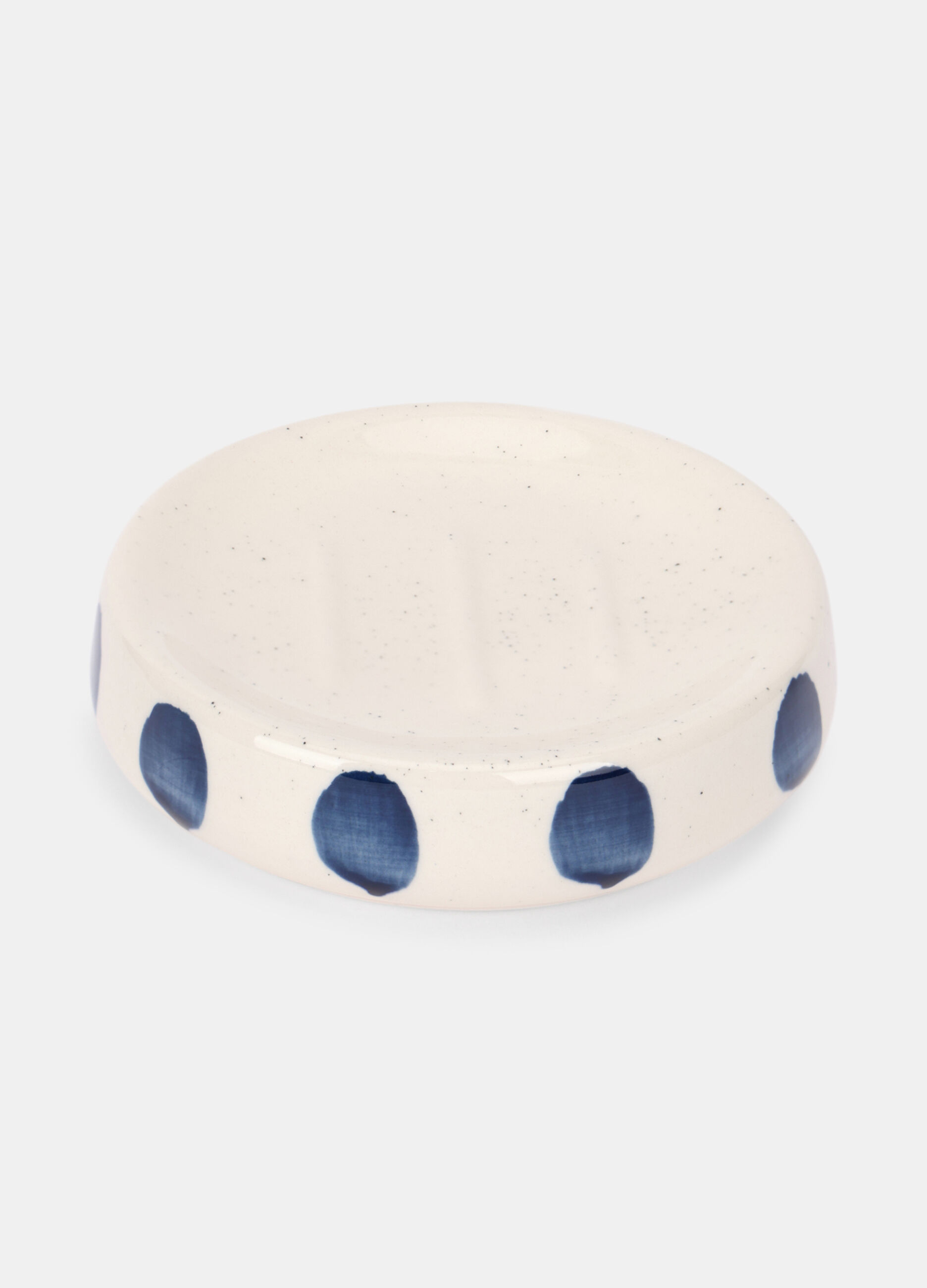 Piattino porta saponetta in ceramica a pois_0