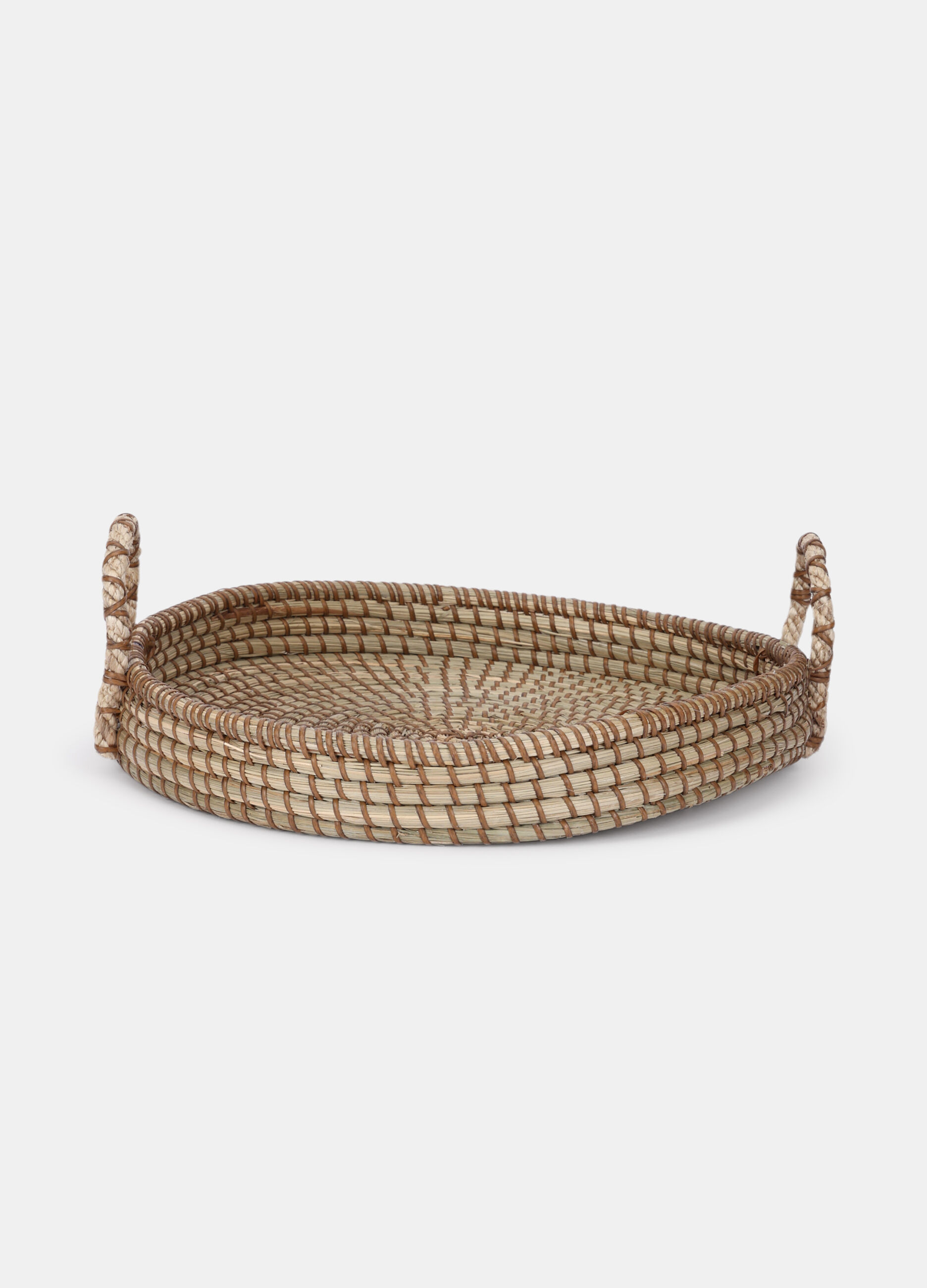 Cesta bassa intrecciata con manici_0