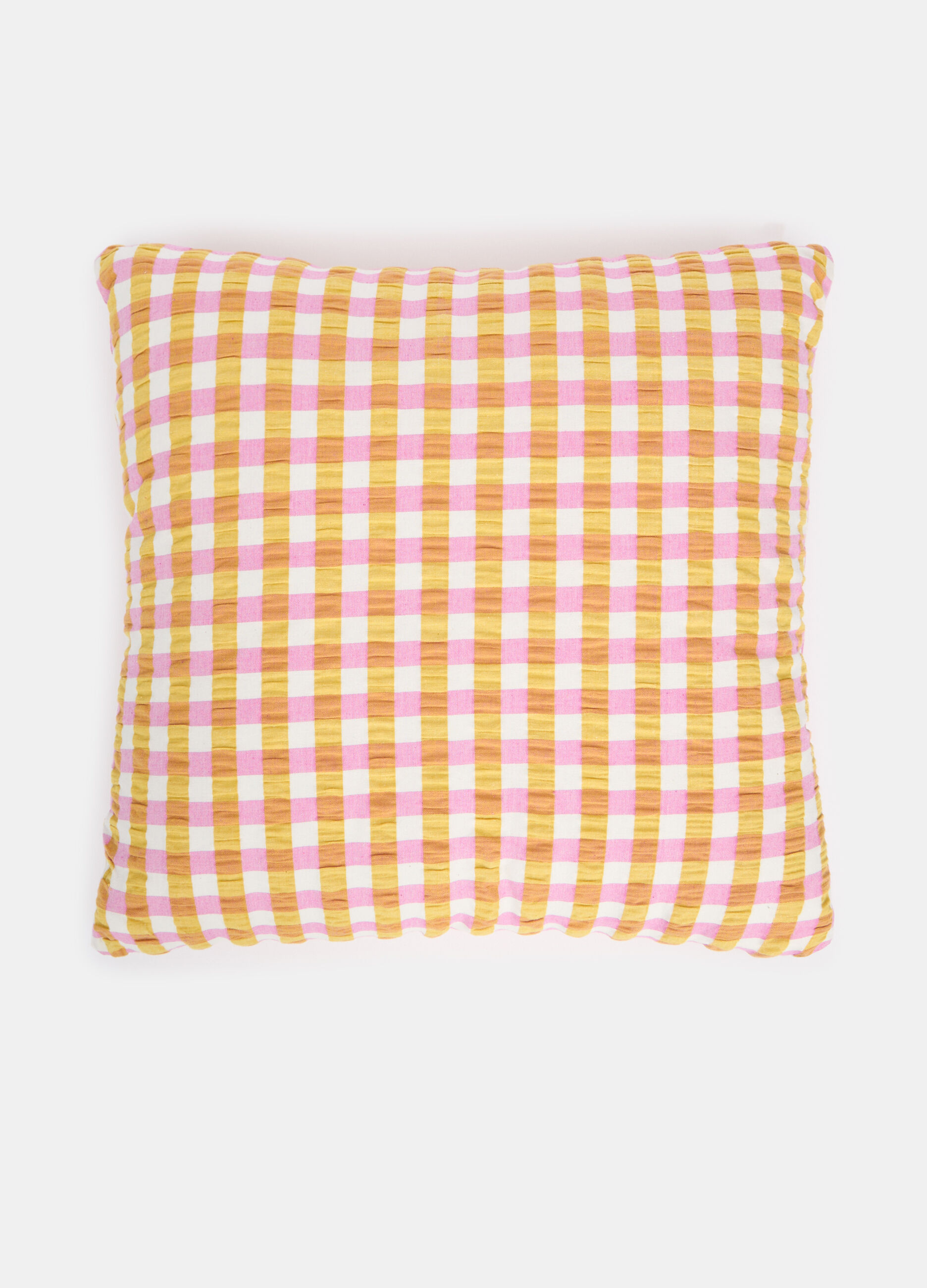 Padded seersucker cushion with check design_0