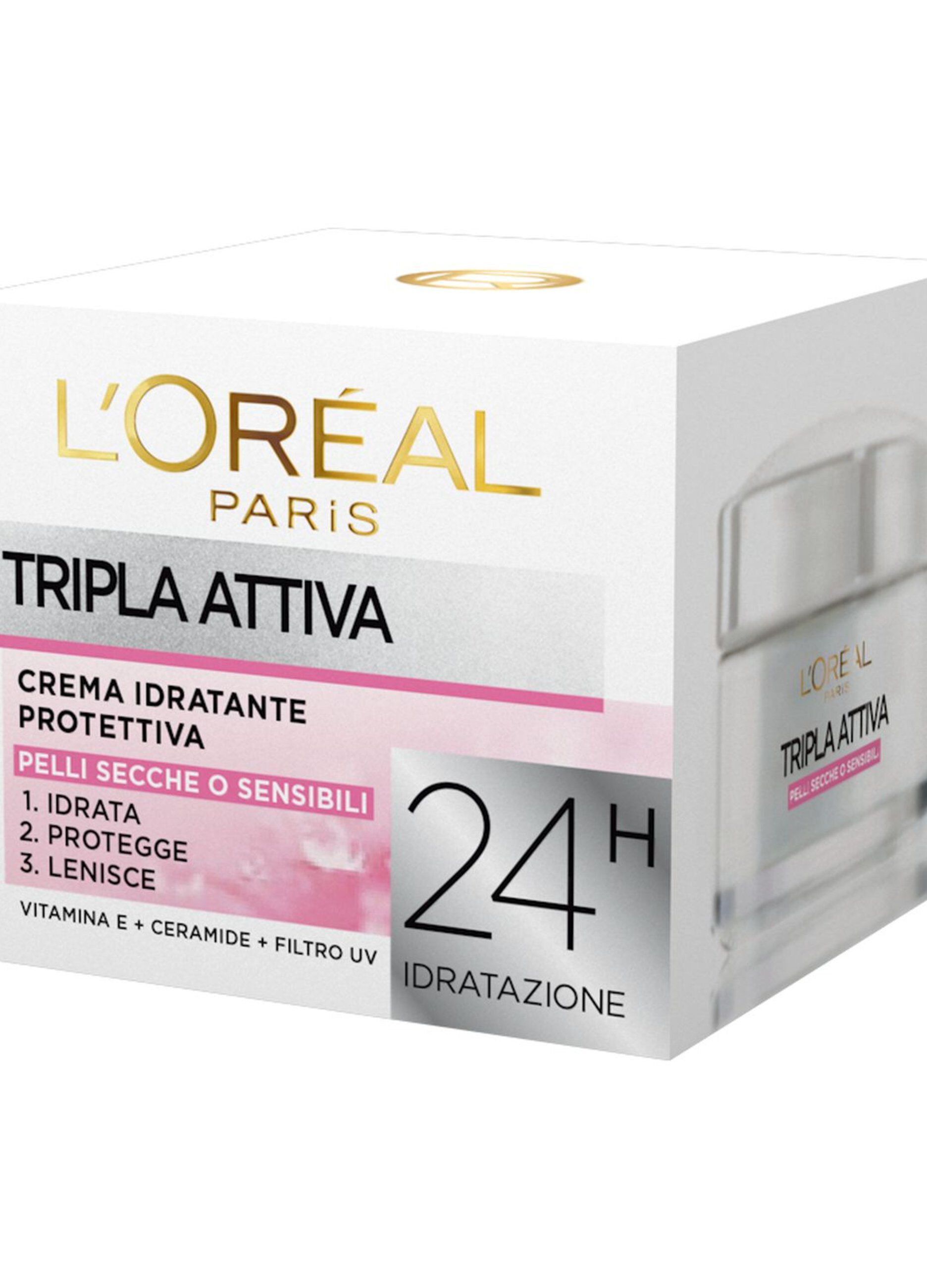 L'Oréal Paris Crema Idratante Viso Tripla Attiva, Idrata, Protegge e Lenisce la Pelle, per Pelli Secche e Sensibili, 50 ml._2