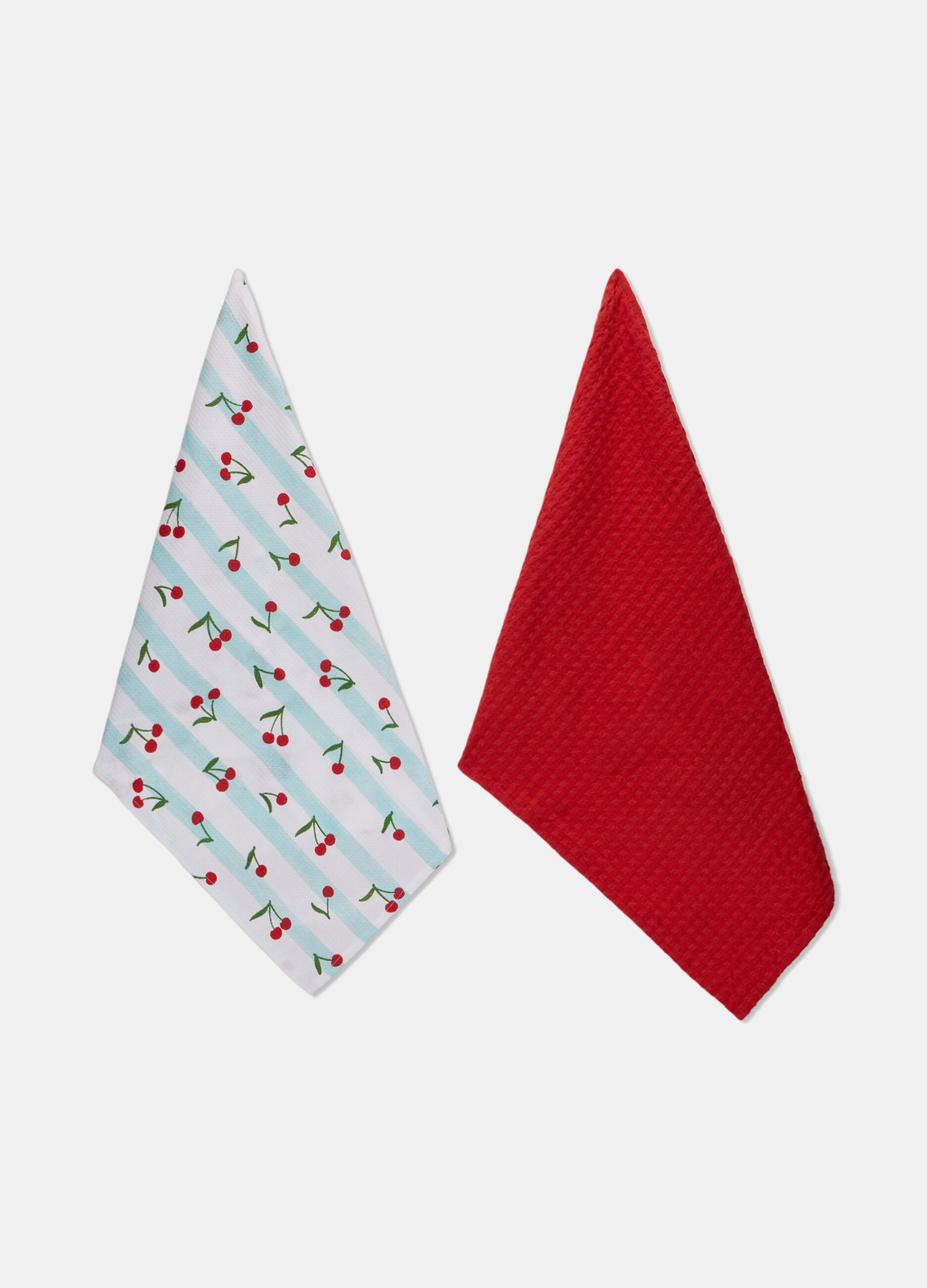 2 pack strofinacci in cotone con stampa ciliegie_0