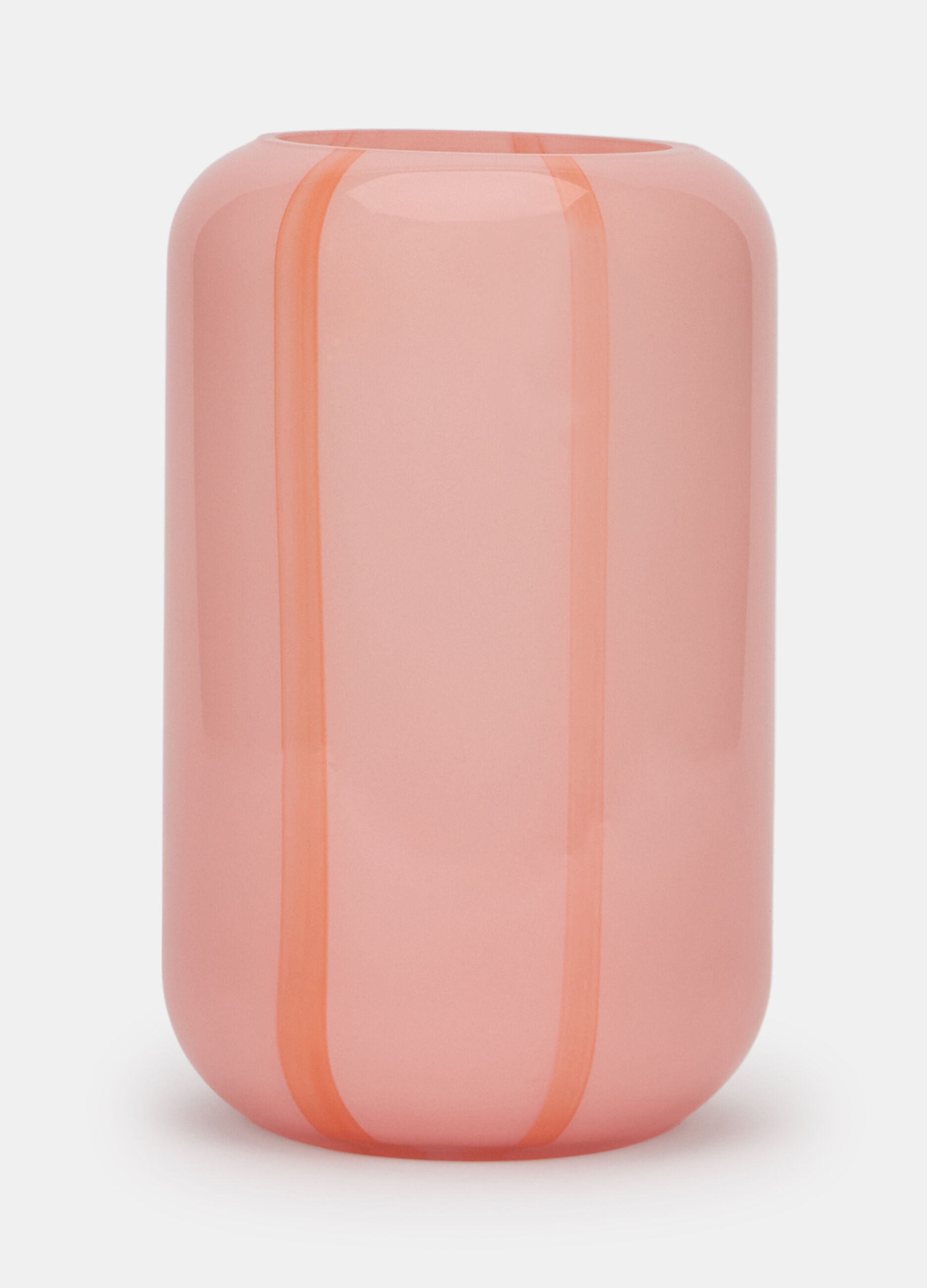Vaso bombato in vetro a righe_0