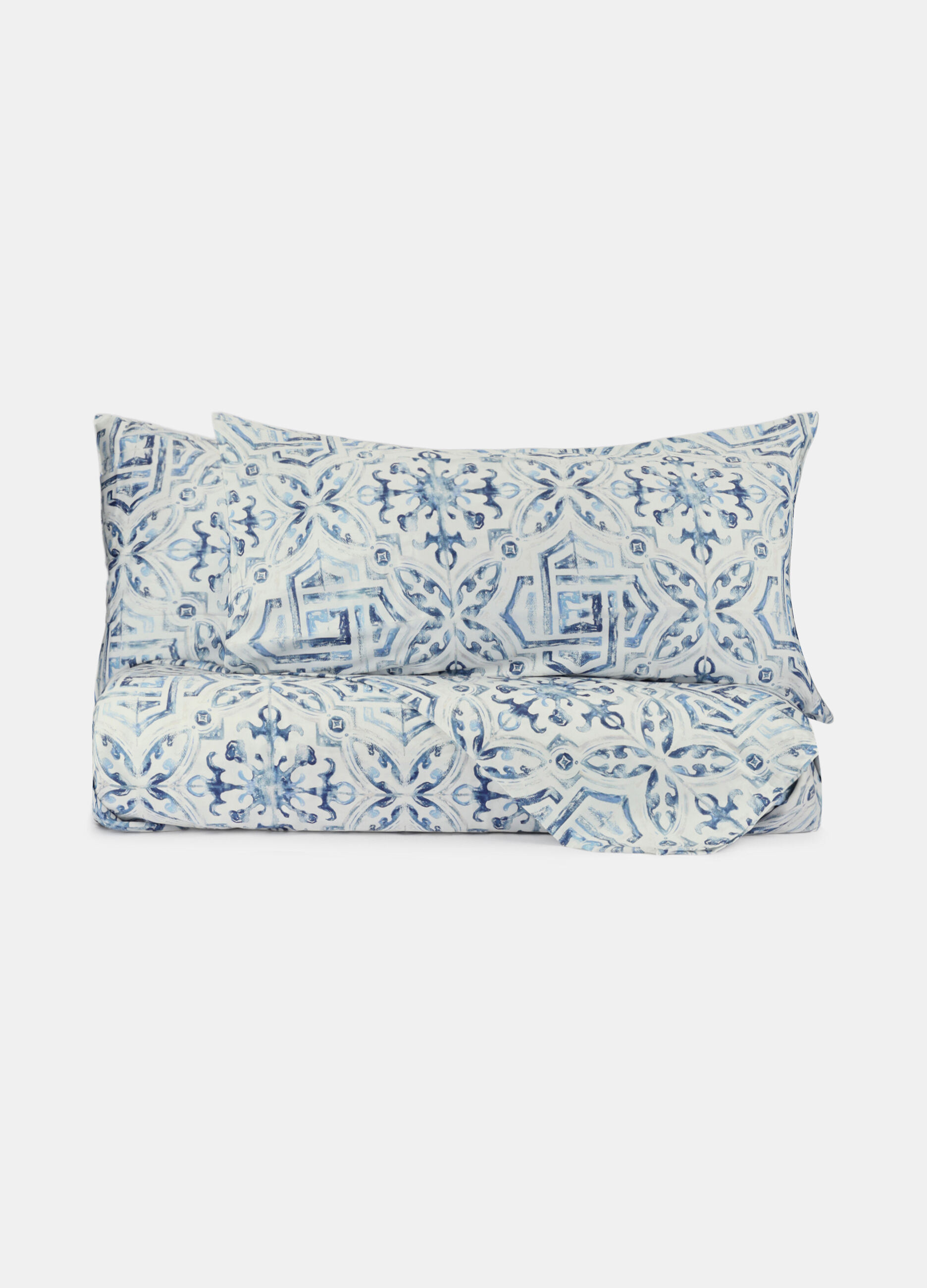 Parure lenzuolo in cotone con motivo ceramica_0