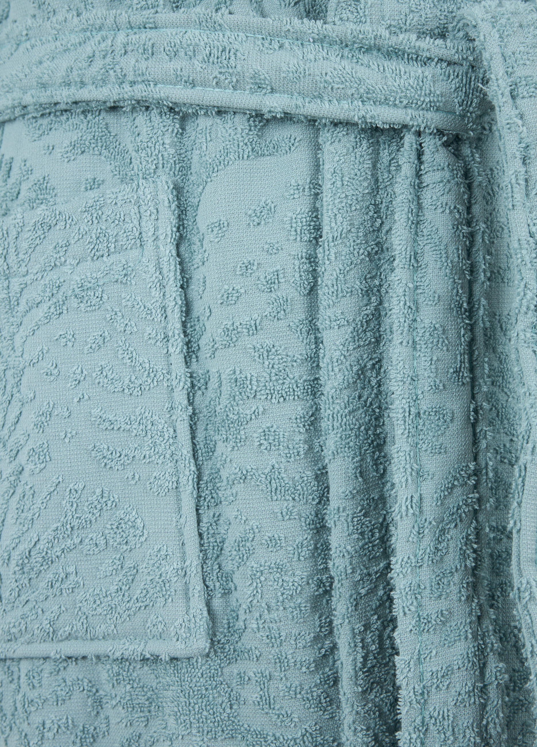 Accappatoio jacquard in cotone con cappuccio_1