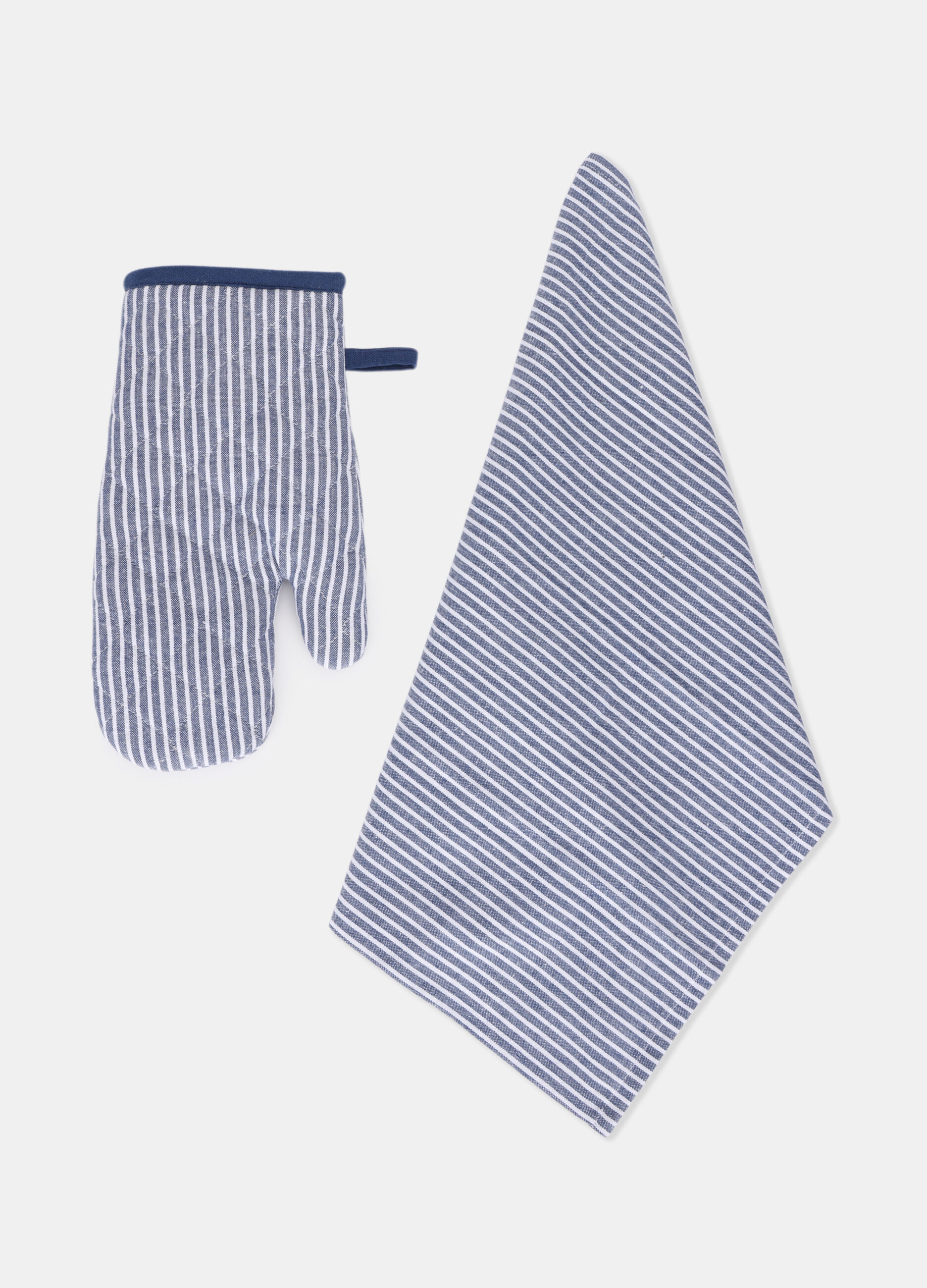 Set da cucina strofinaccio e guanto a strisce_0