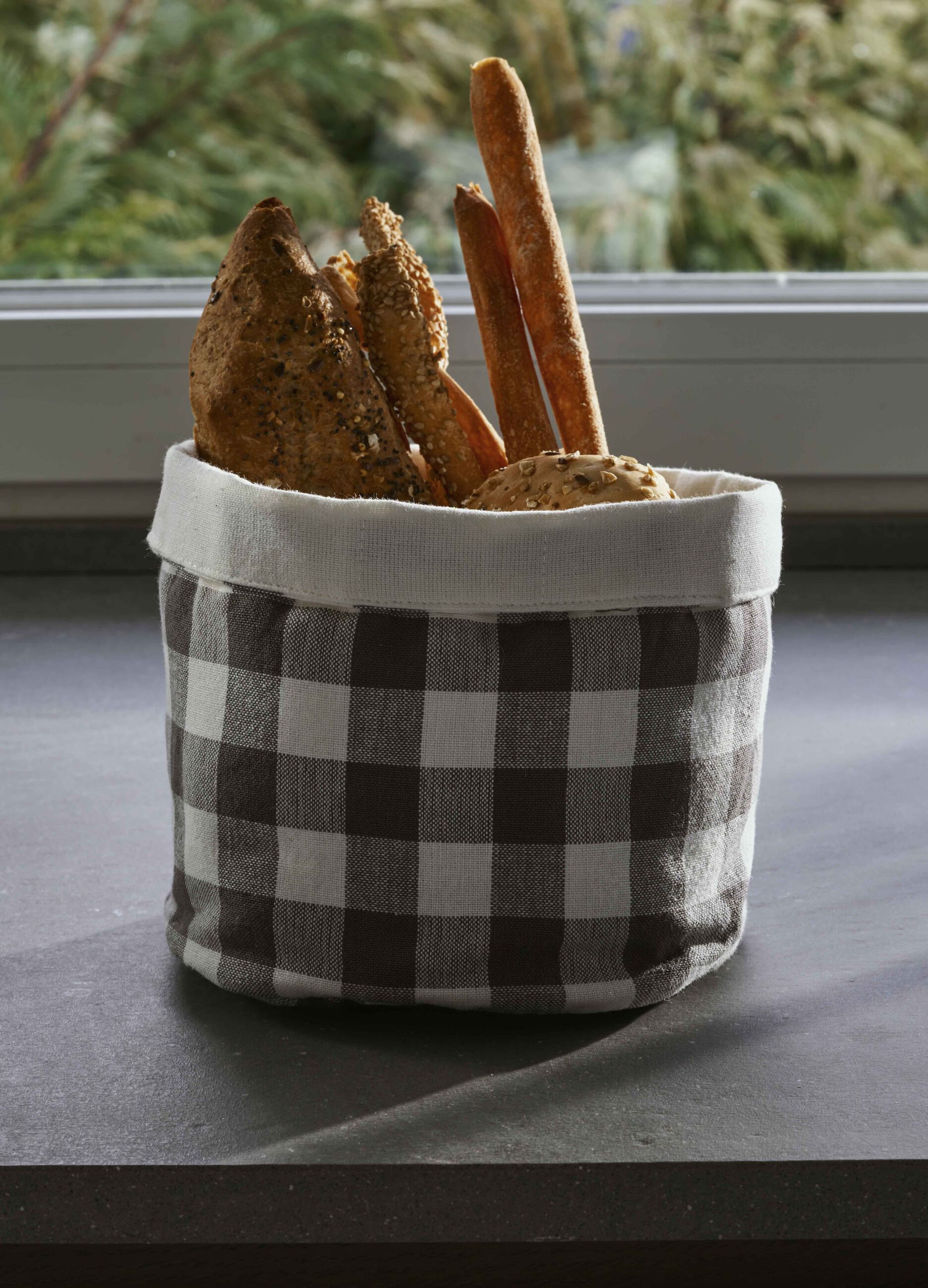 Cestino del pane in cotone a quadretti_0