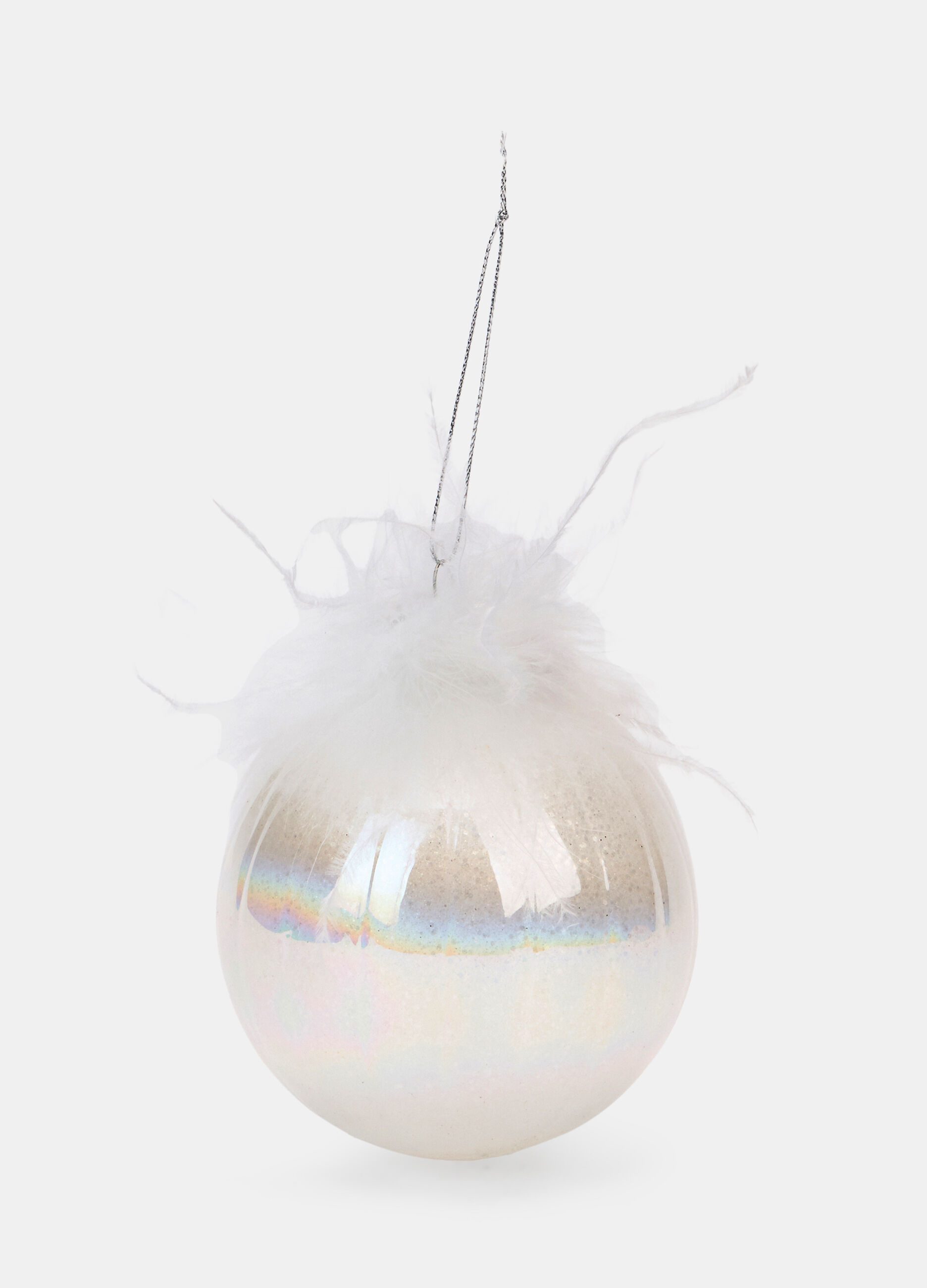 Pallina in vetro con piume_0