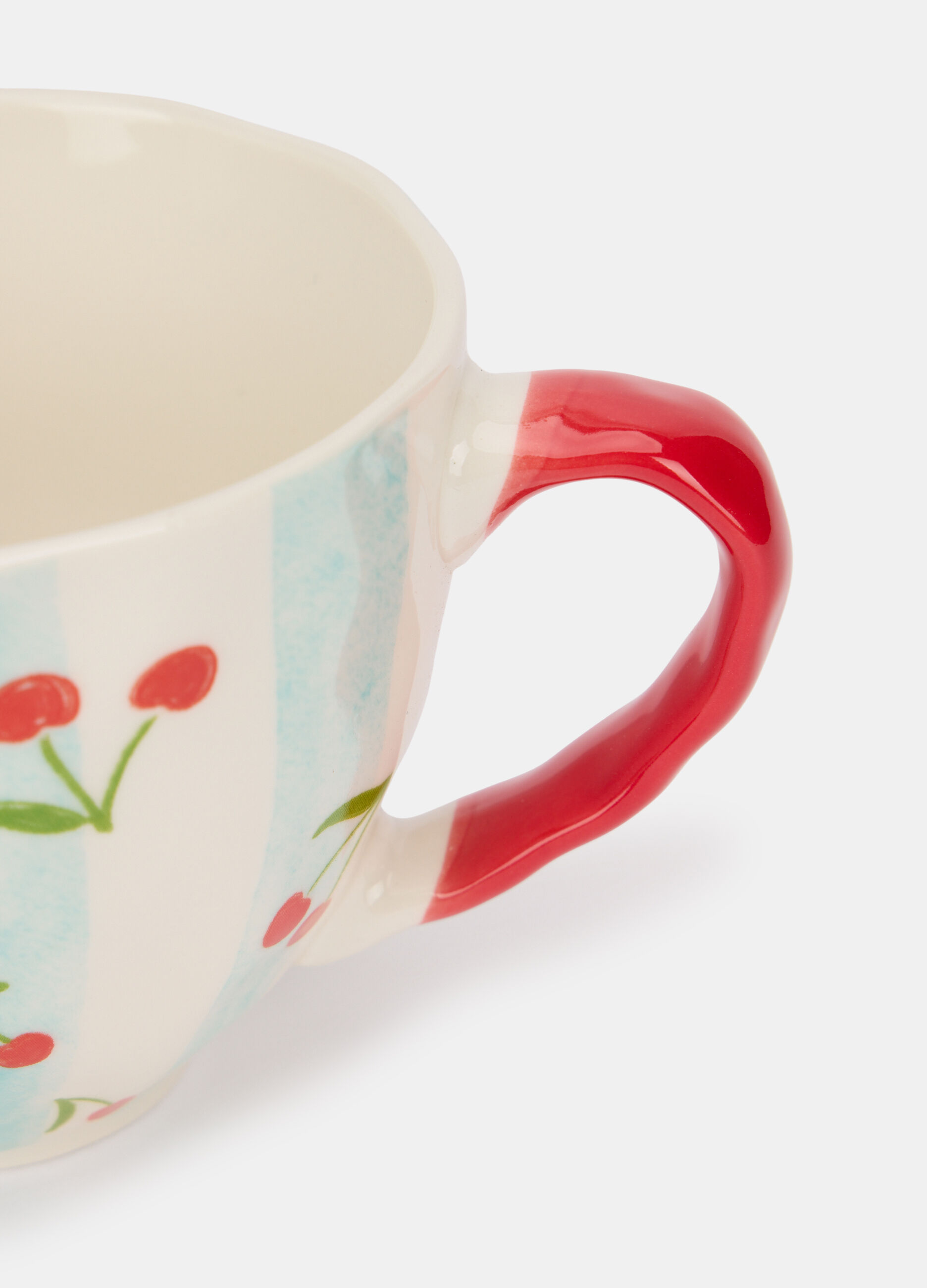 Tazza a righe con ciliegie in ceramica_1