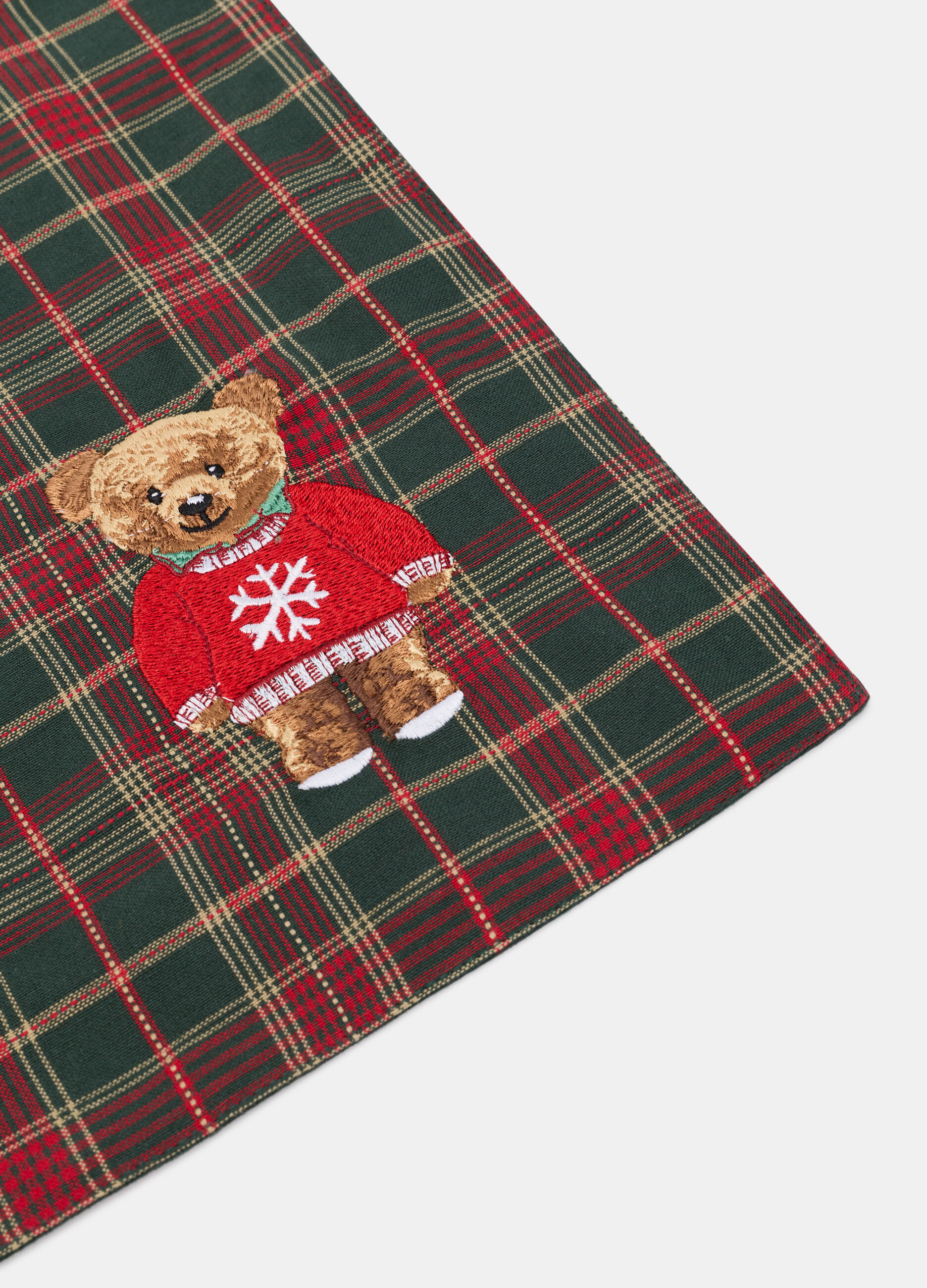 Tovaglietta tartan con ricamo Teddy Bear_1