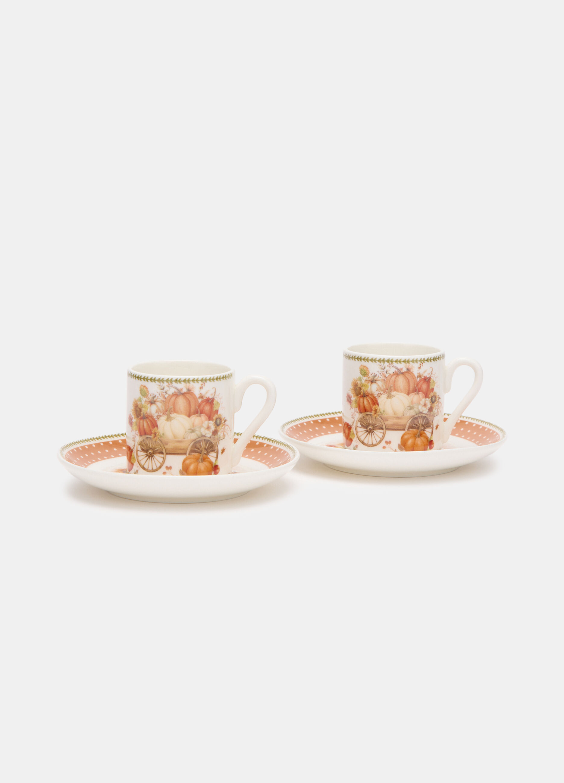 Set tazzine in ceramica con stampa zucca_0