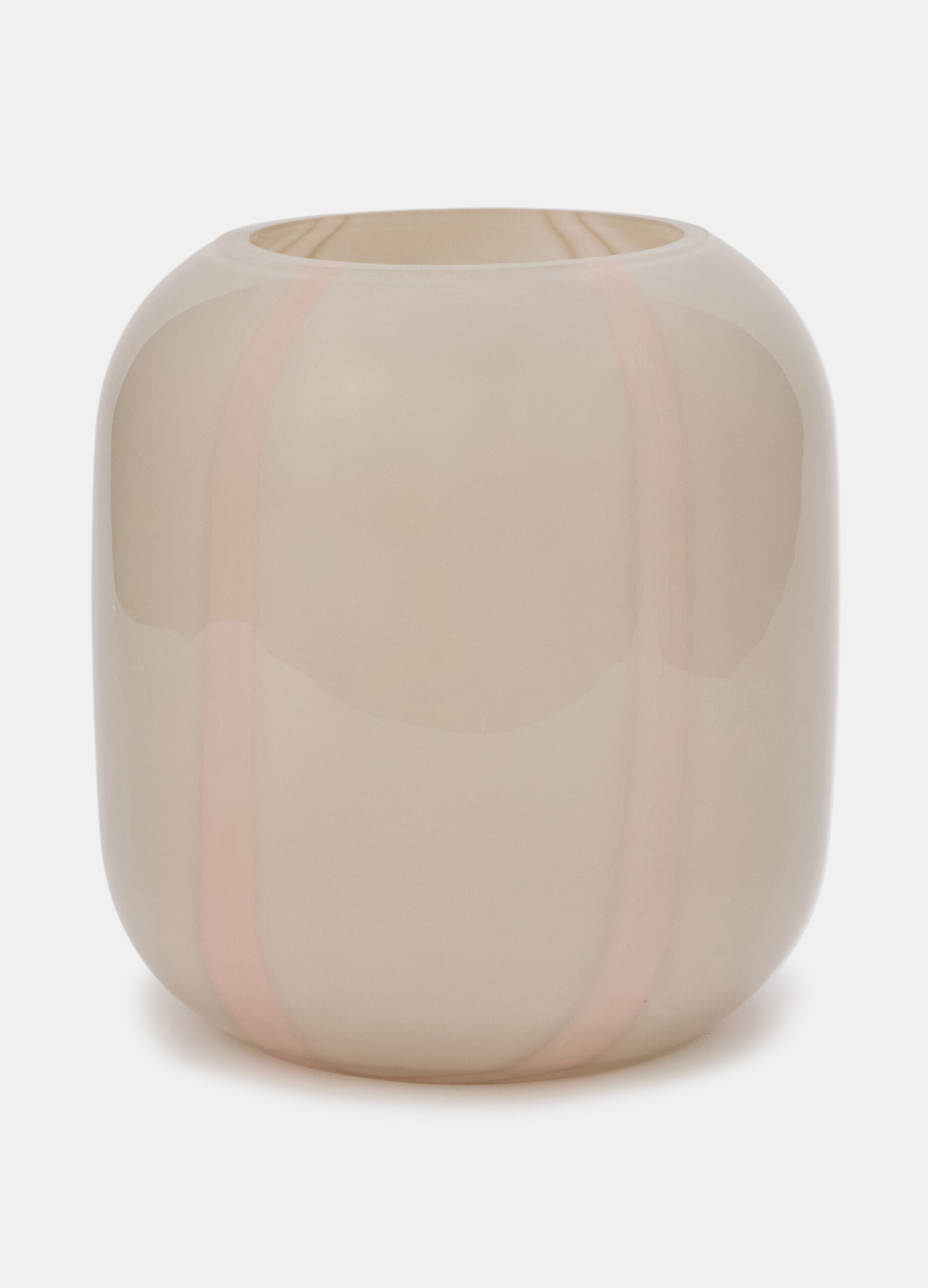 Vaso basso bombato in vetro a righe_0