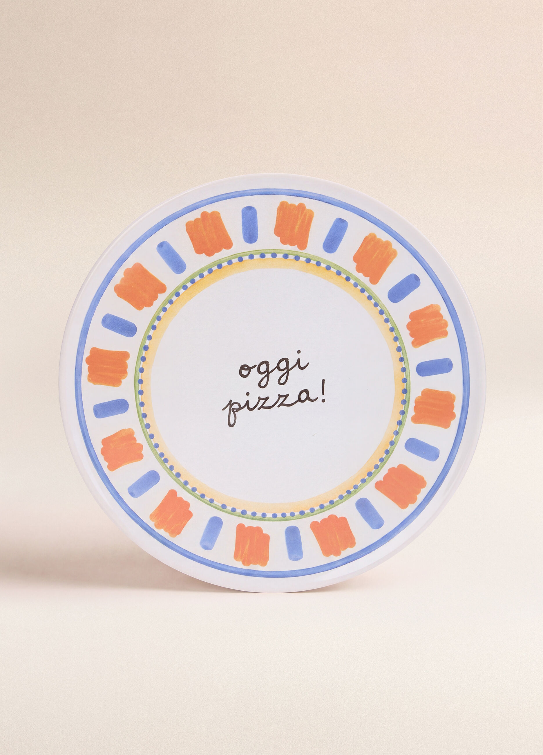 Piatto da pizza in ceramica con orlo decorato_0