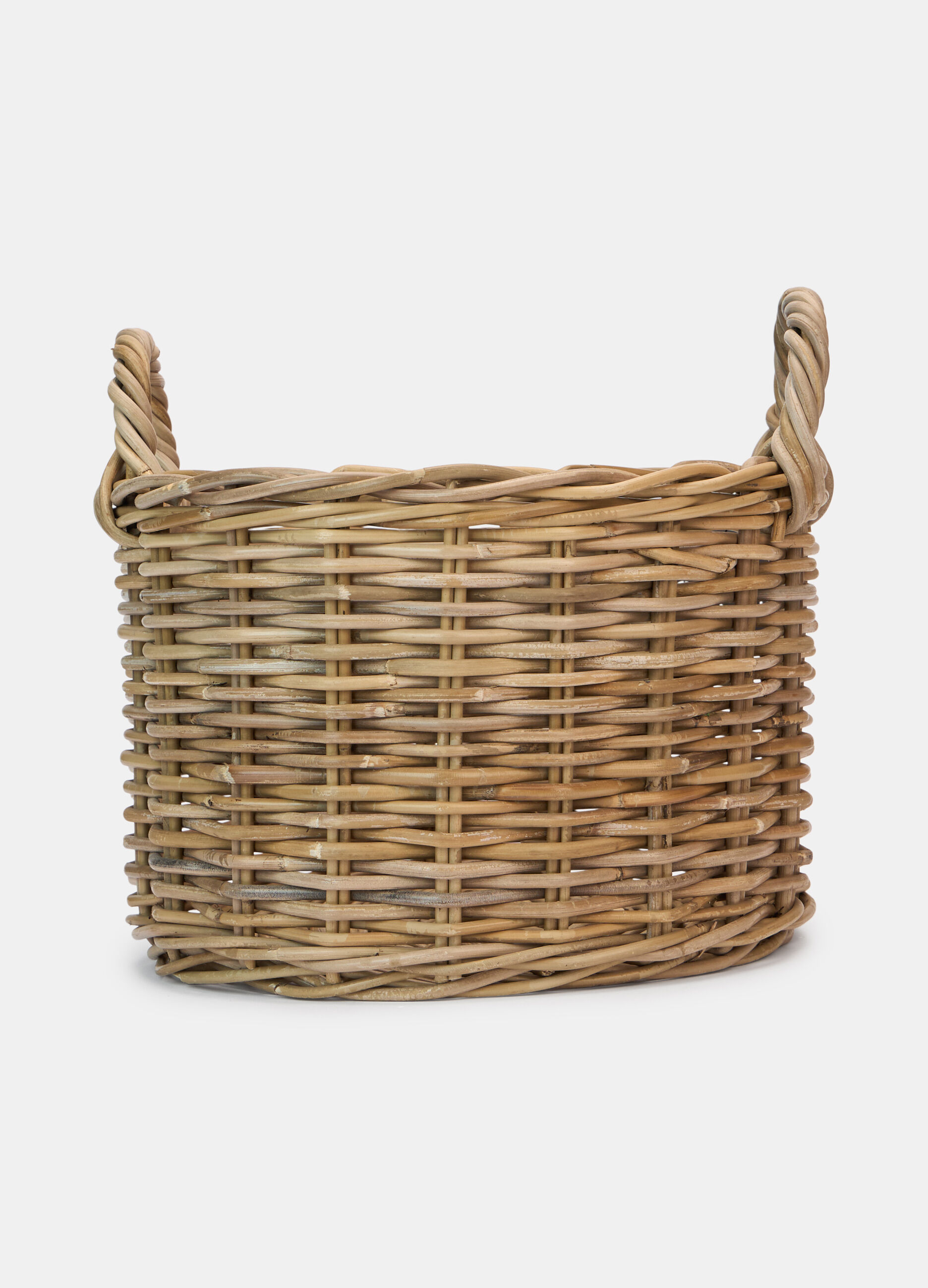 Cesto rotondo grande in vimini con manici_0