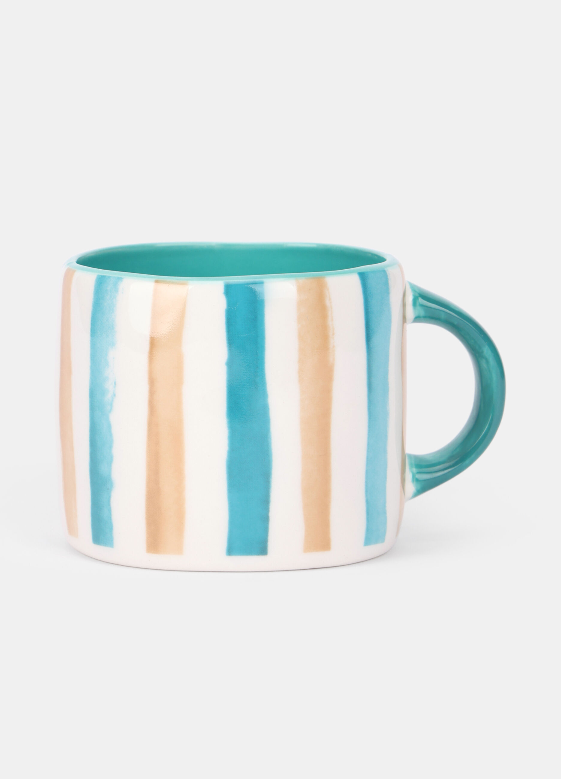 Tazza bassa e rotonda in ceramica a righe_0