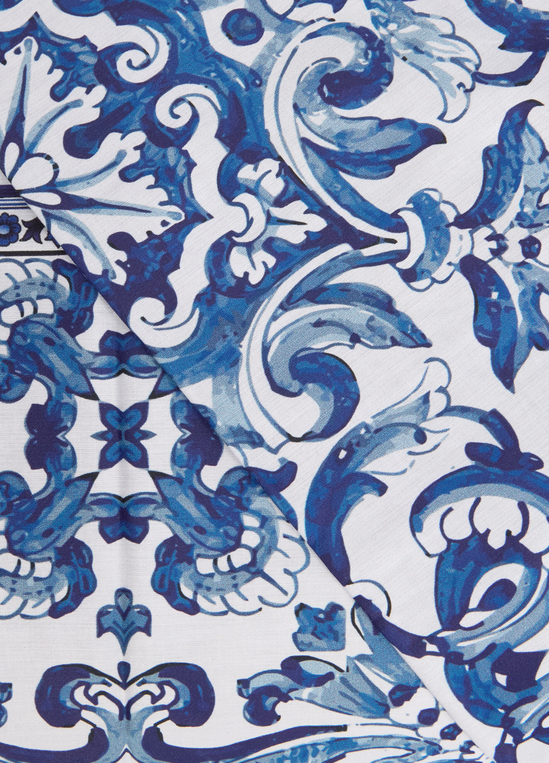 Parure copripiumino in raso di cotone effetto maiolica_1