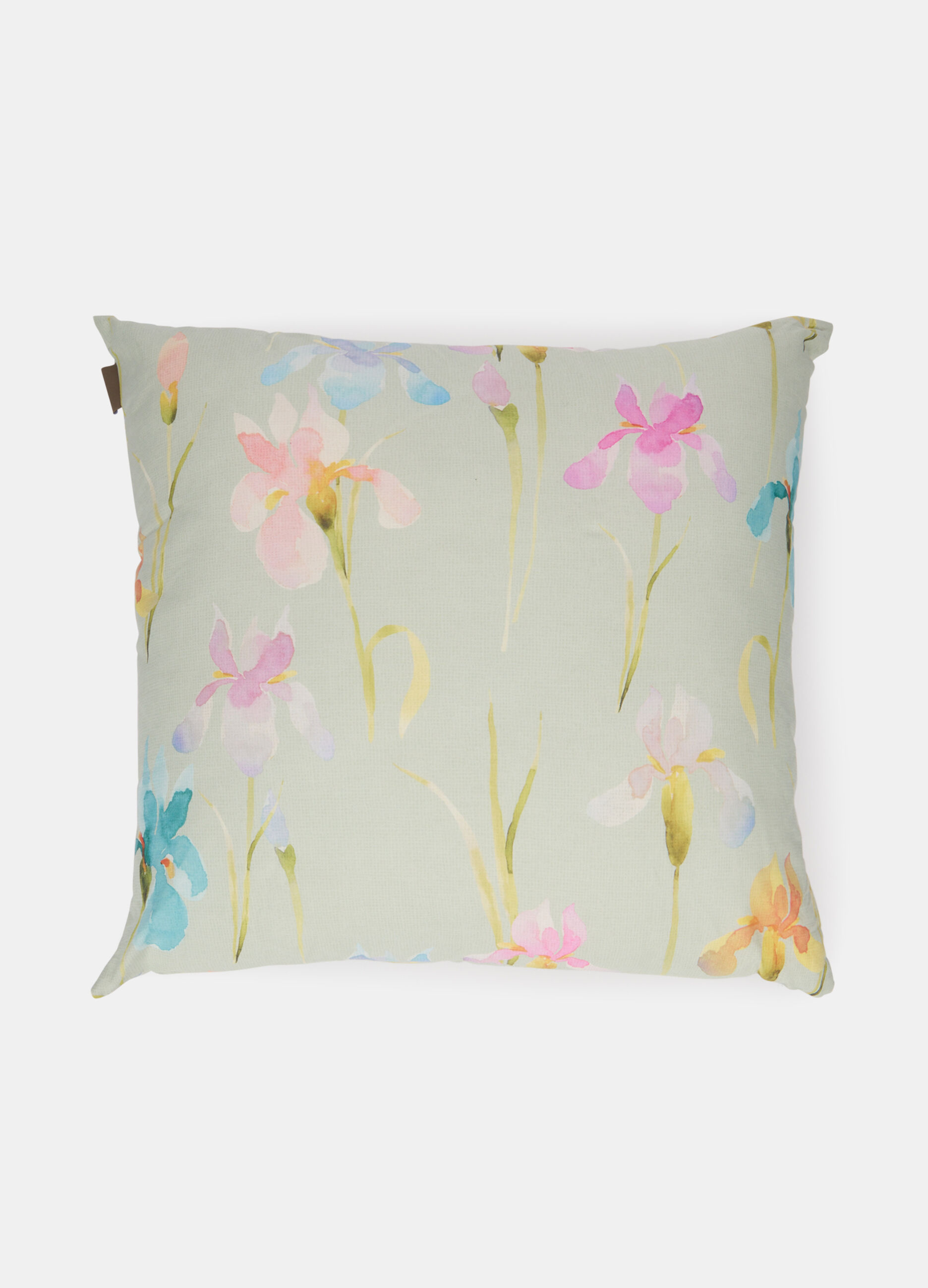 Cuscino quadrato in percalle con stampa a fiori_0