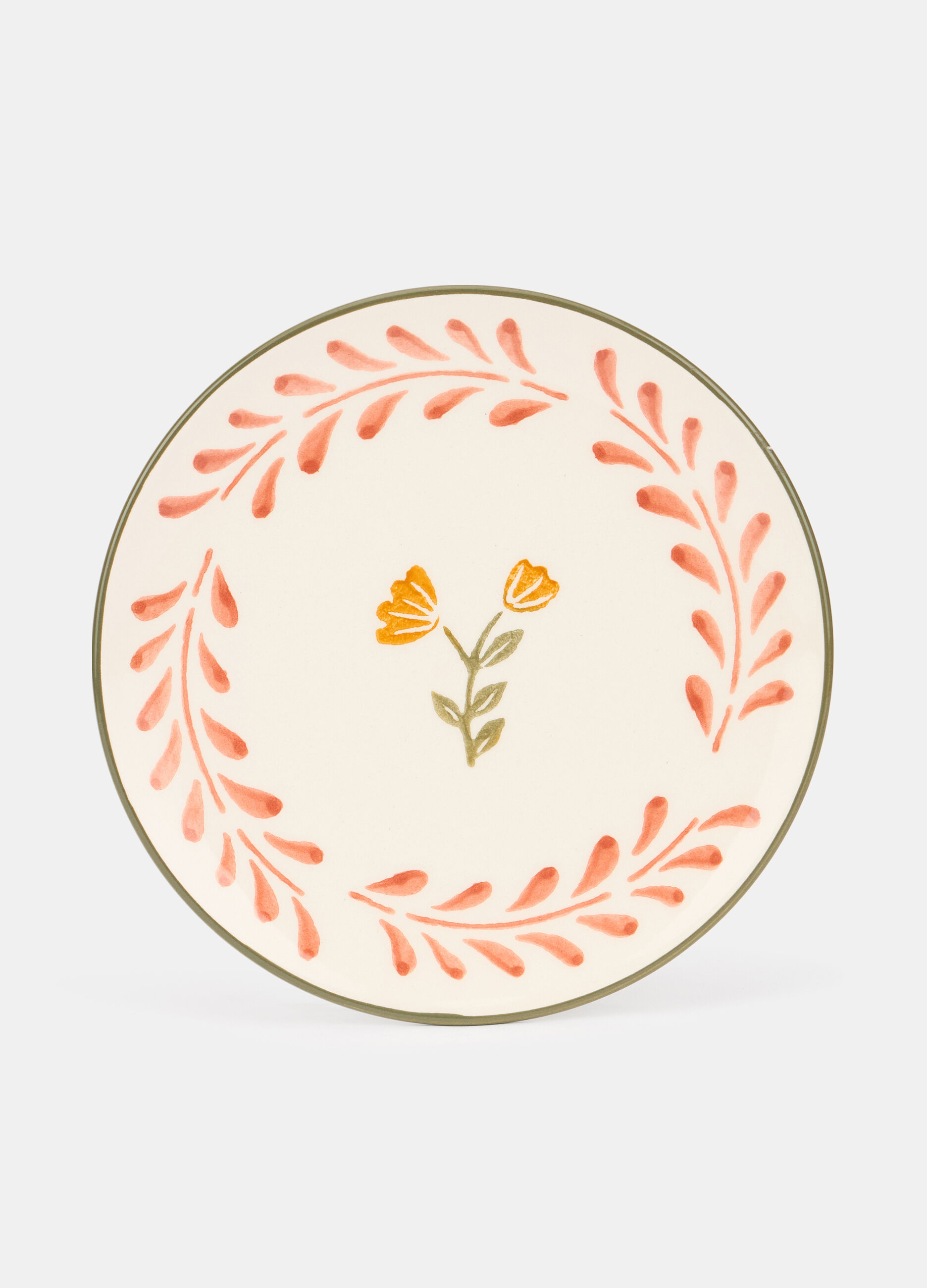 Piatto da dessert in ceramica con fiore_0