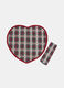 Set tovaglietta cuore e tovagliolo in cotone a scacchi_0