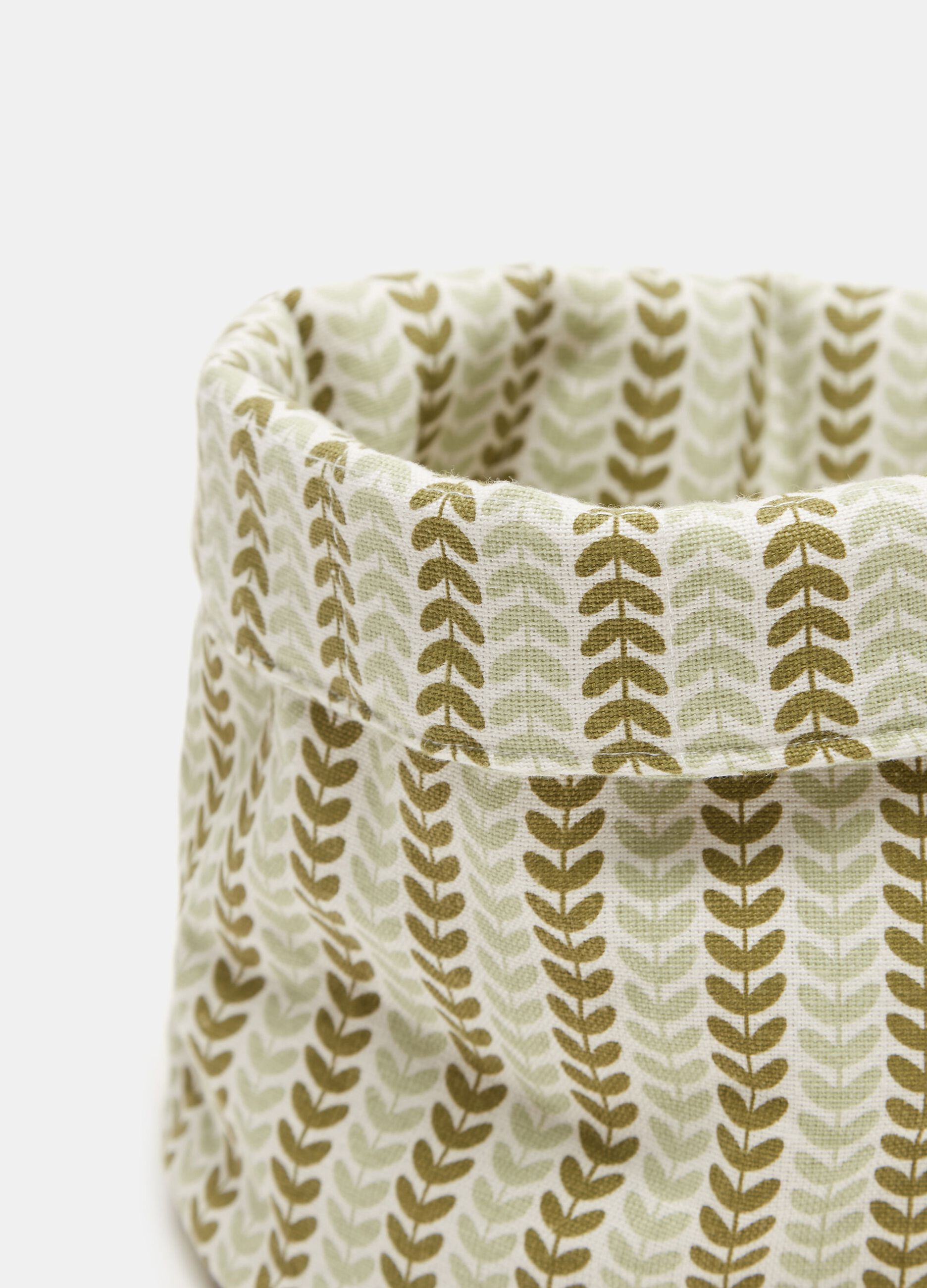 Cesto con stampa foglie in puro cotone_1