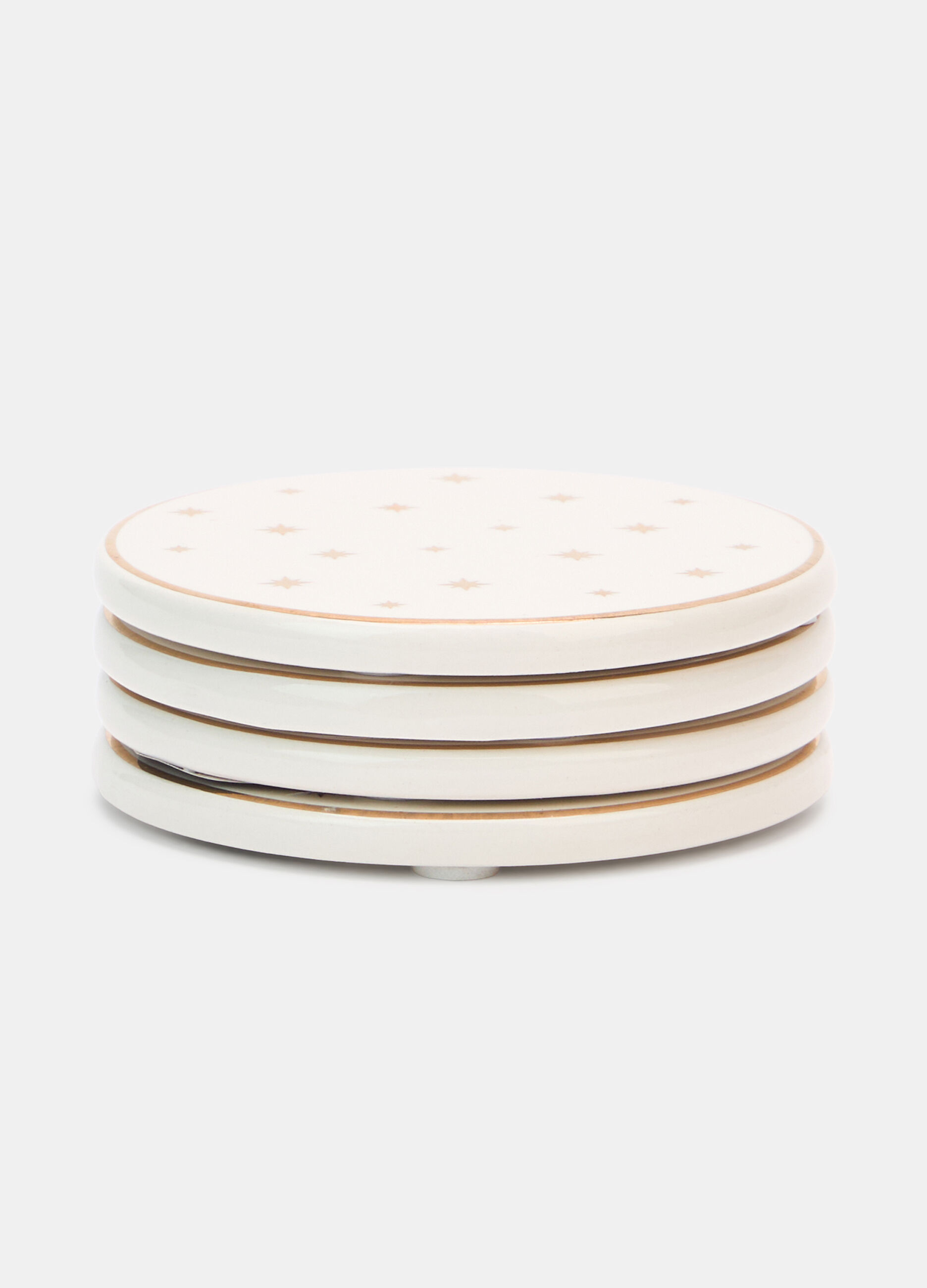 Set 4 sottobicchieri in ceramica con stelle dorate_0
