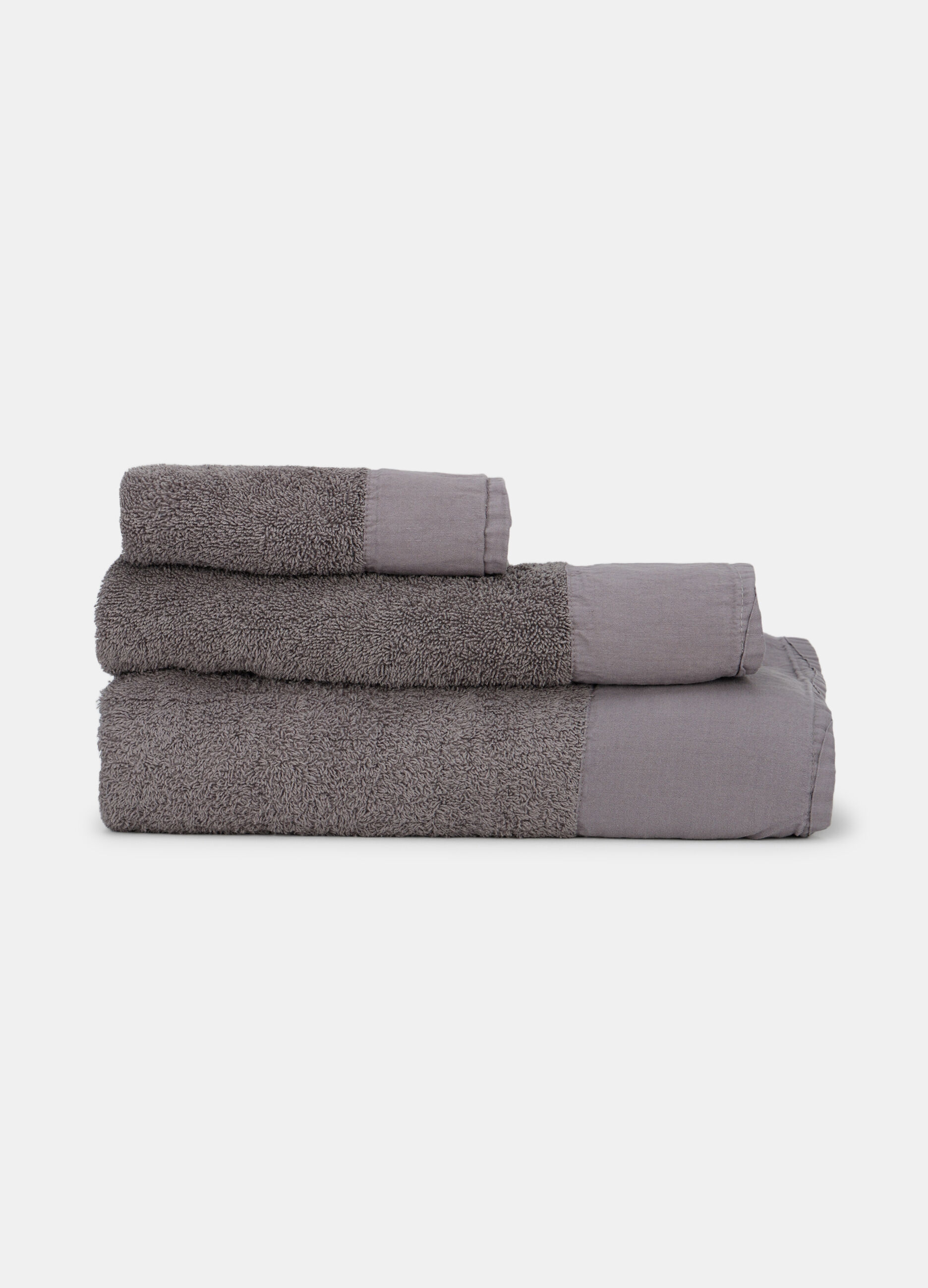 Telo doccia in cotone con fascia liscia_0