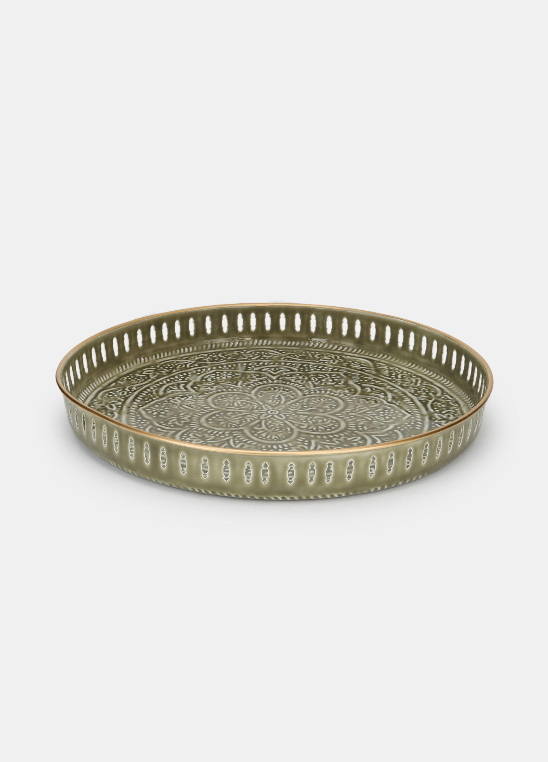 Sottovaso metallico grande decorato con mandala_0