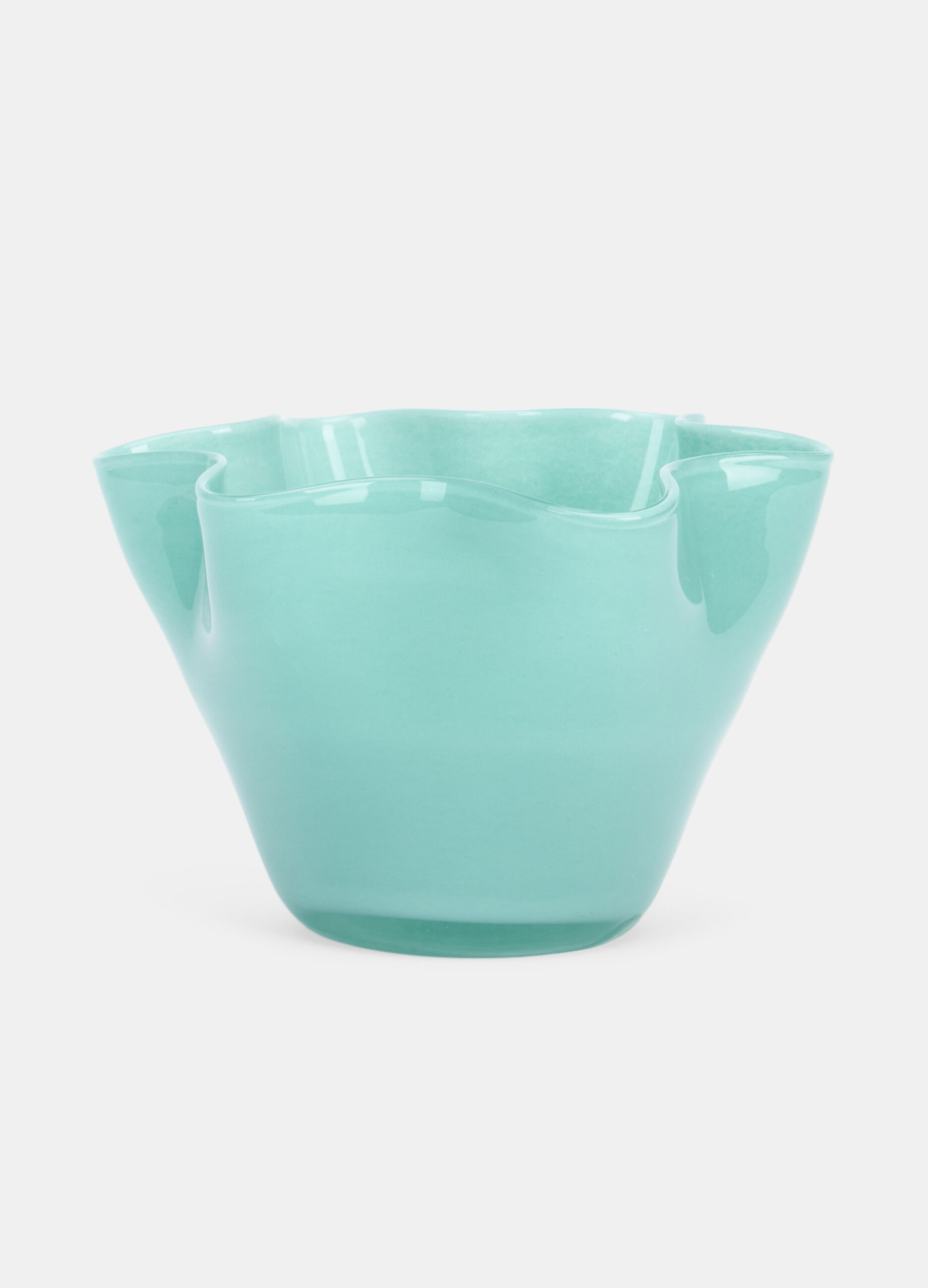 Vaso in vetro colorato con orlo increspato
