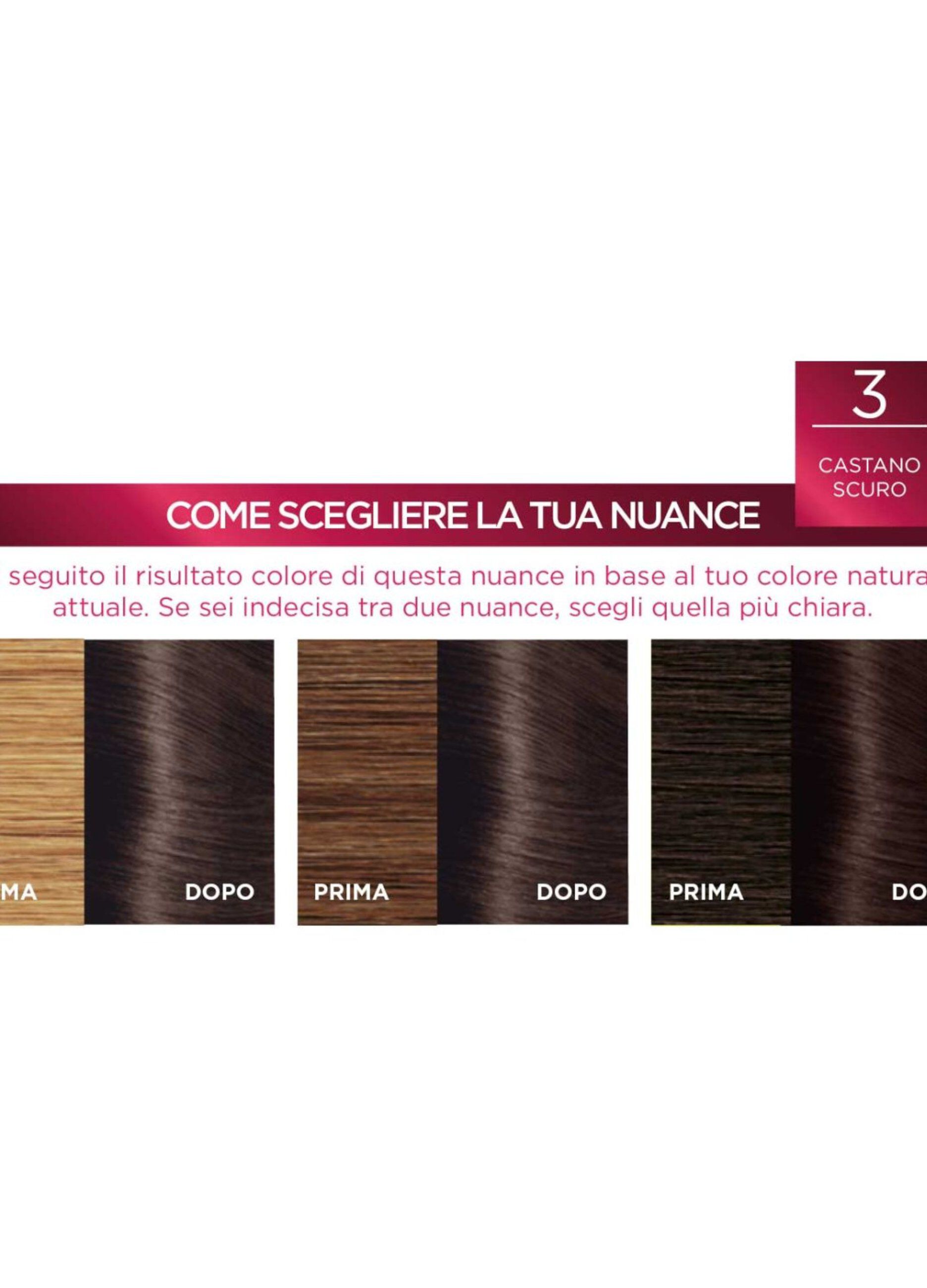 L'Oréal Paris Tinta Capelli Excellence, Copre i capelli bianchi, colore ricco, luminoso e a lunga durata, 3 Castano Scuro.