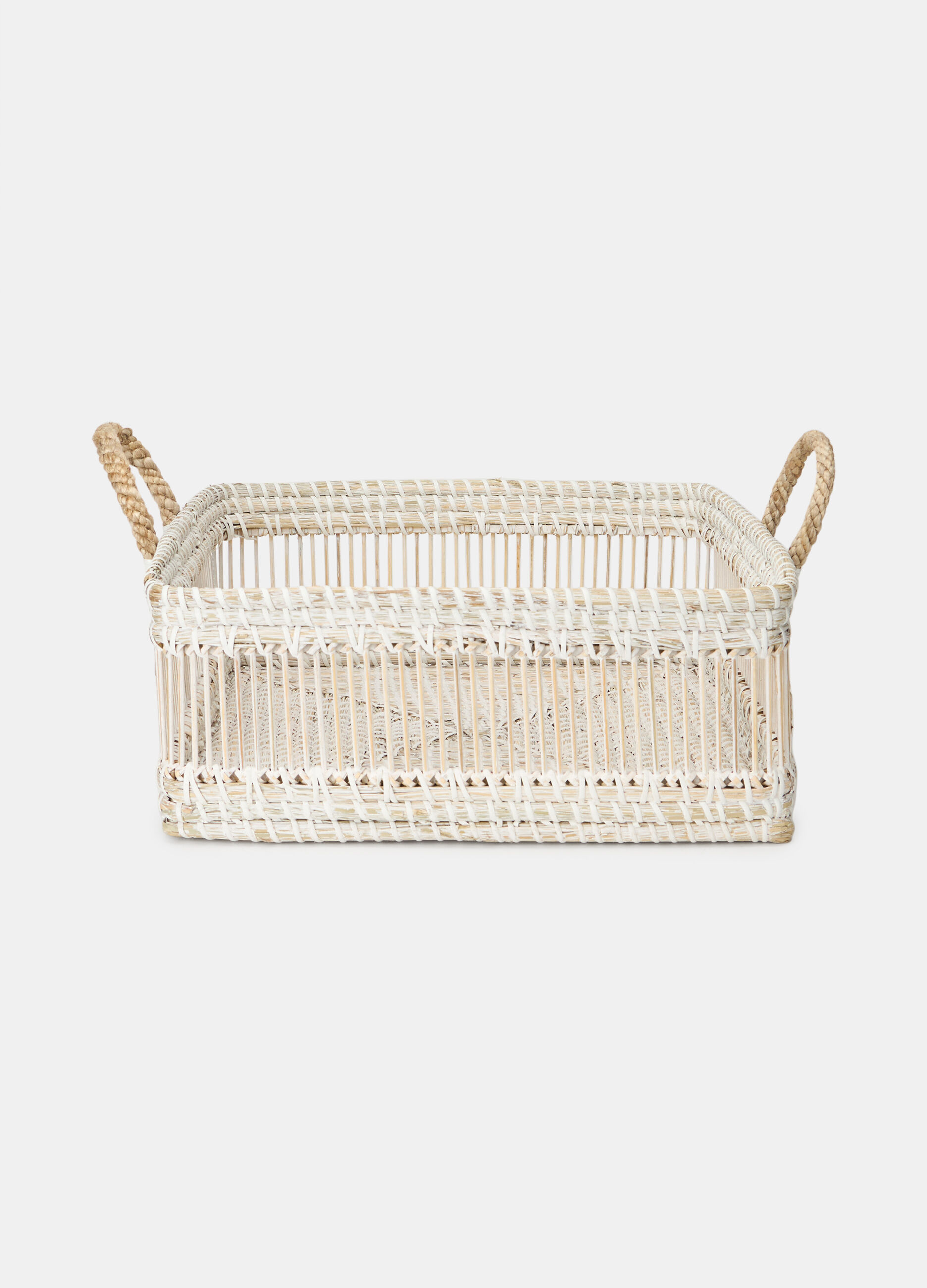 Cestino rettangolare bianco shabby chic_0